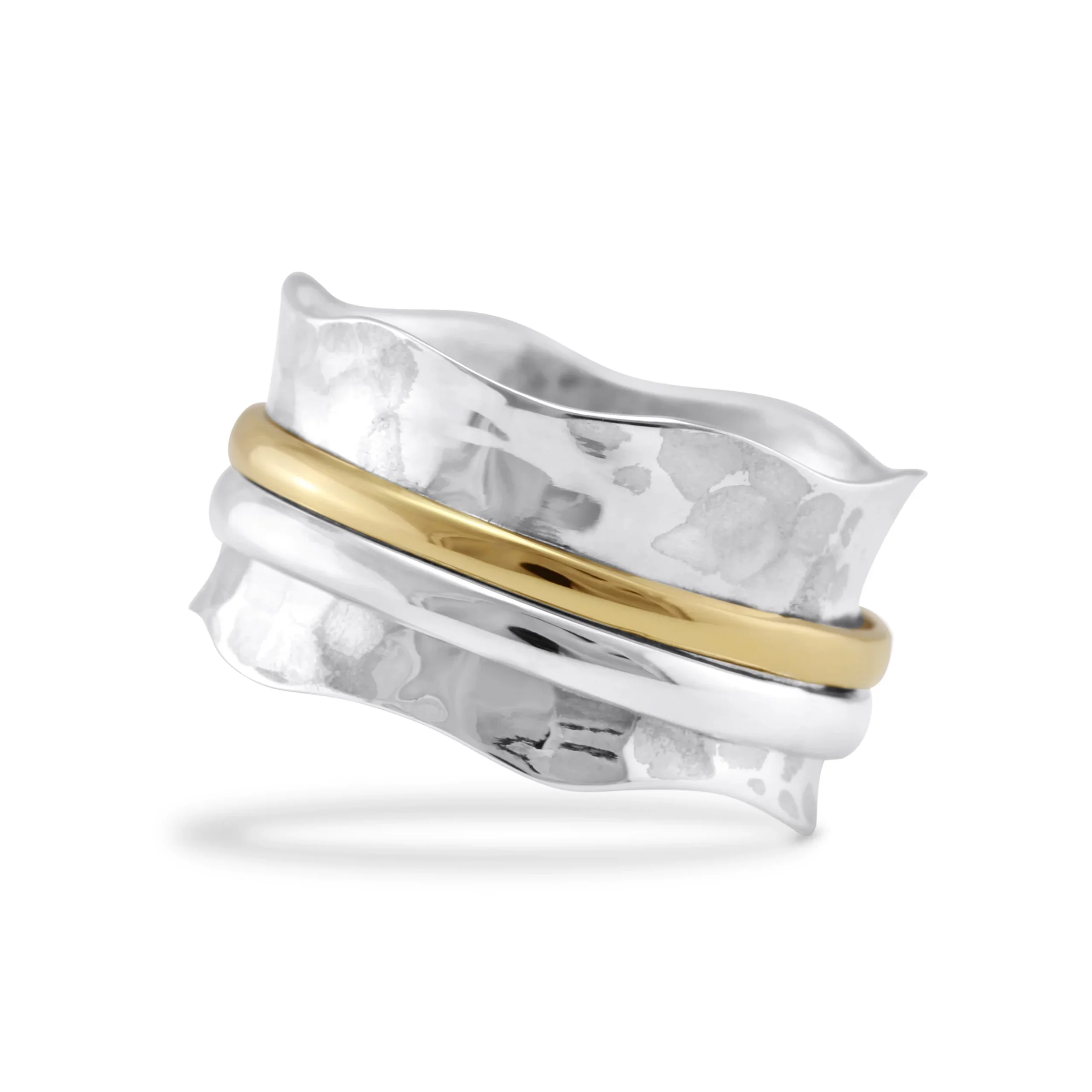 BANYAN HAMMERED RING WITH BRASS/SILVER BANDS