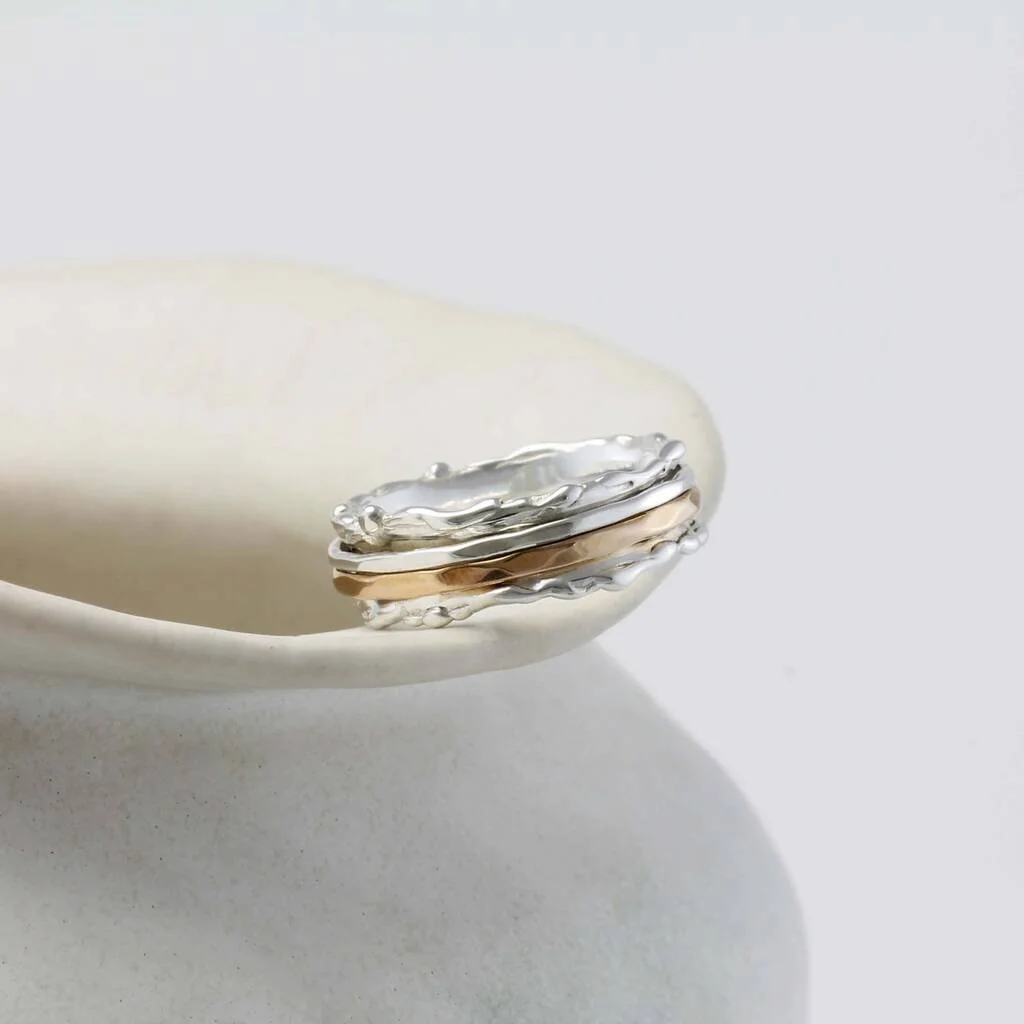 BANYAN MIXED METAL DUAL SPINNING RING — Peacock & May