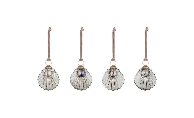 NKUKU SOHNI SHELL BAUBLES - GOLD & CREAM - SET OF 4