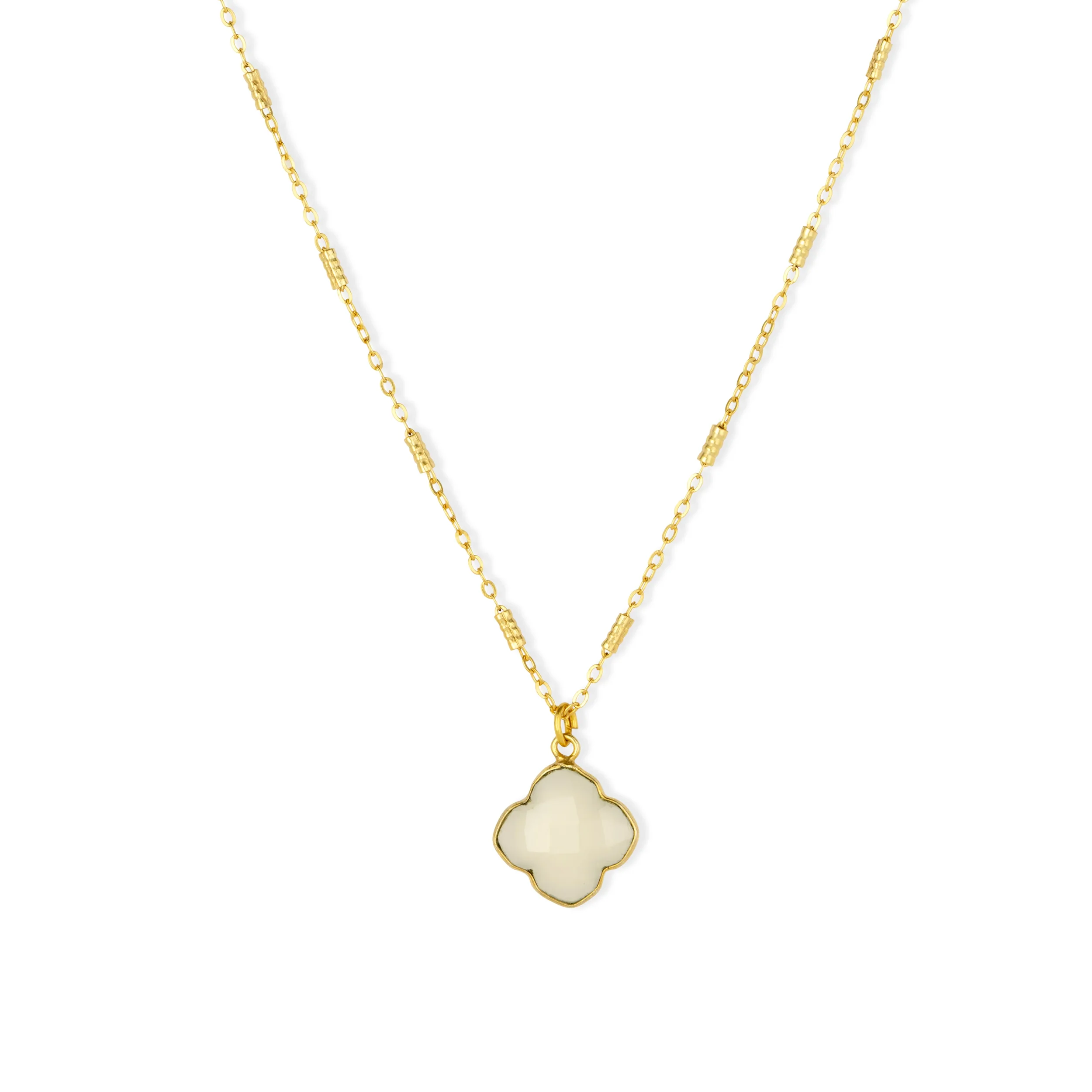ASHIANA CLOVER WHITE CHALCEDONY NECKLACE