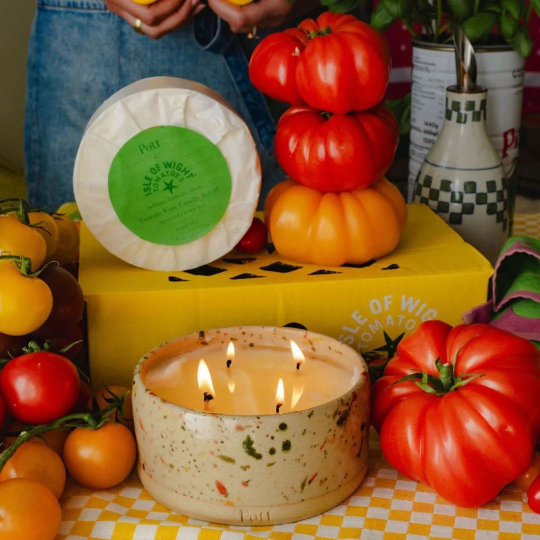 POTT GRAND ISLE OF WIGHT TOMATO VINE CANDLE WITH SQUASHED TOMATO POTT