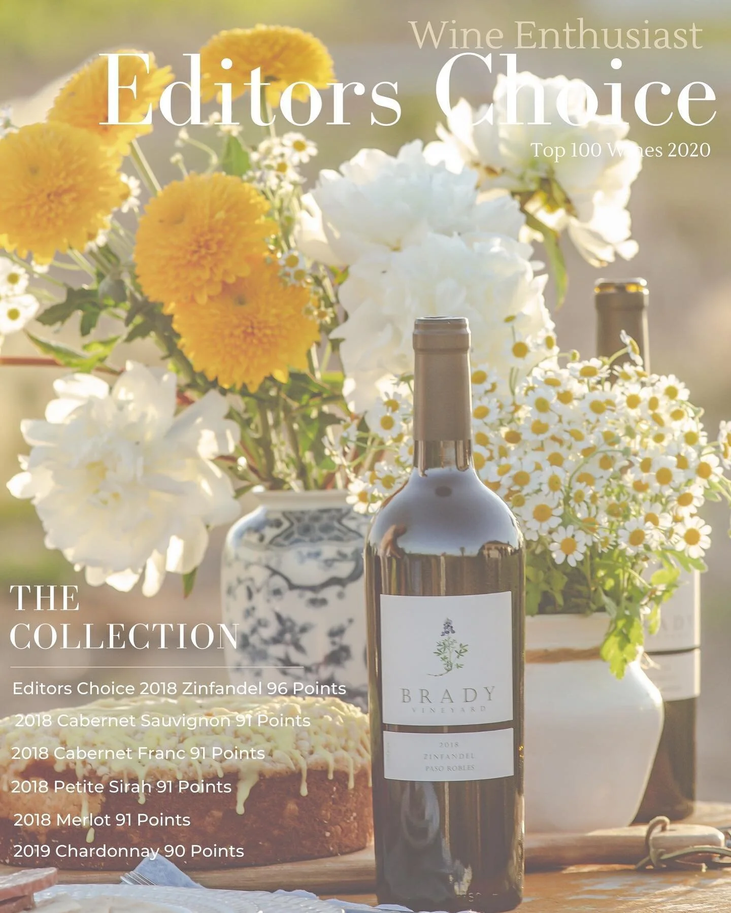 The editors at Wine Enthusiast have spoken and it's a win for Brady Vineyard. All wines in the collection have been honored with 90+ scores! 
 
This is a huge honor for Brady Vineyard and we couldn't be more excited to share the news. Over 25,000 win