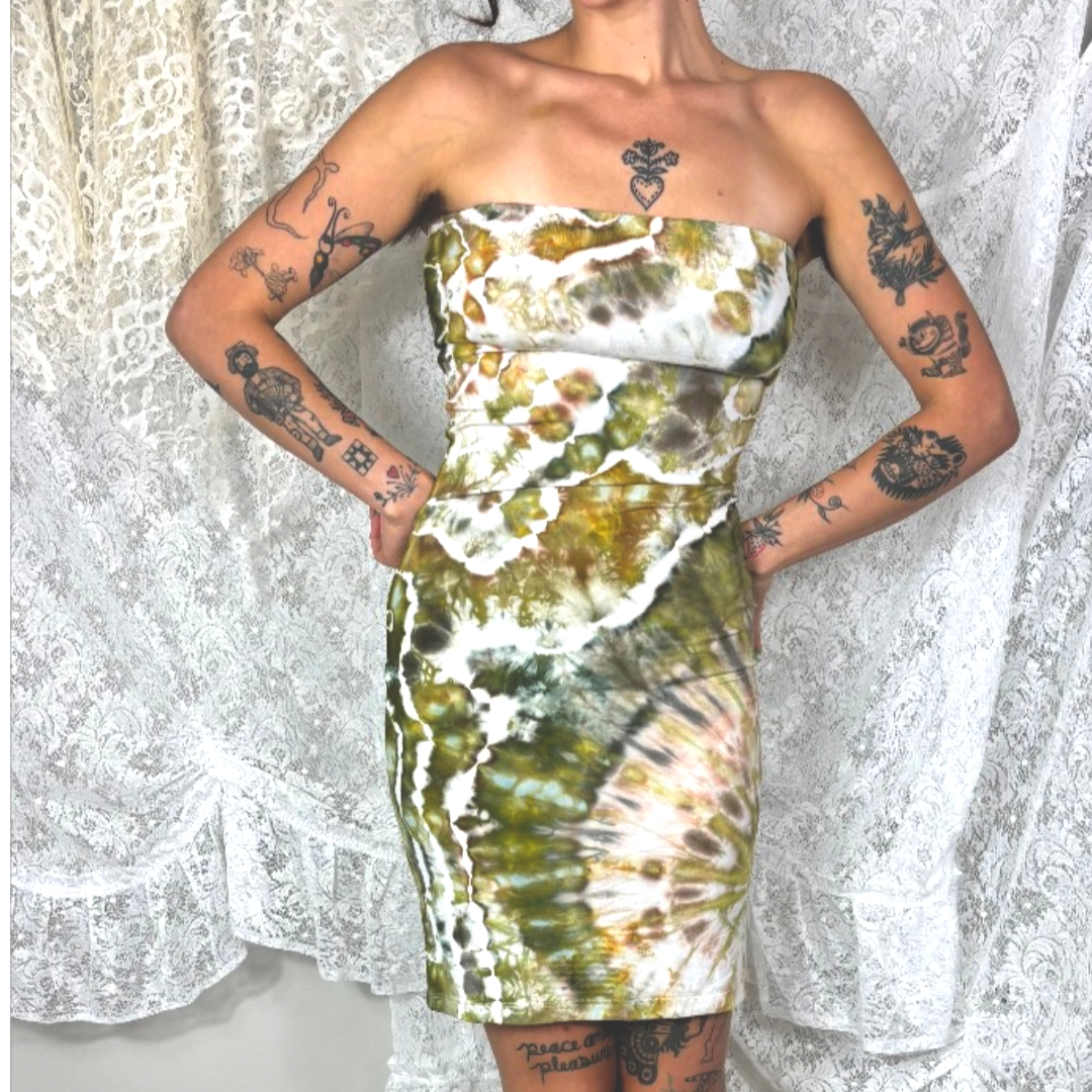 Small "Morning Stillness" Strapless Midi Dress