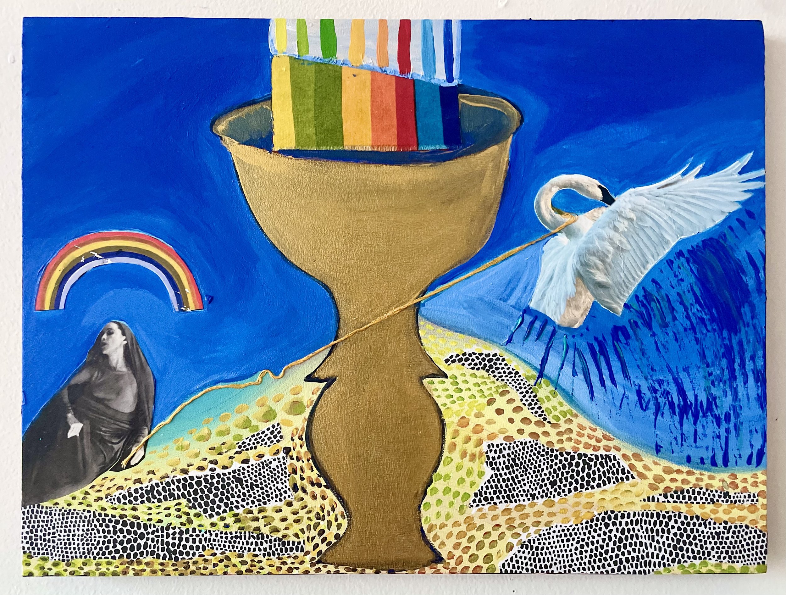 "queen of cups" - mixed media on cradled wood (2024)