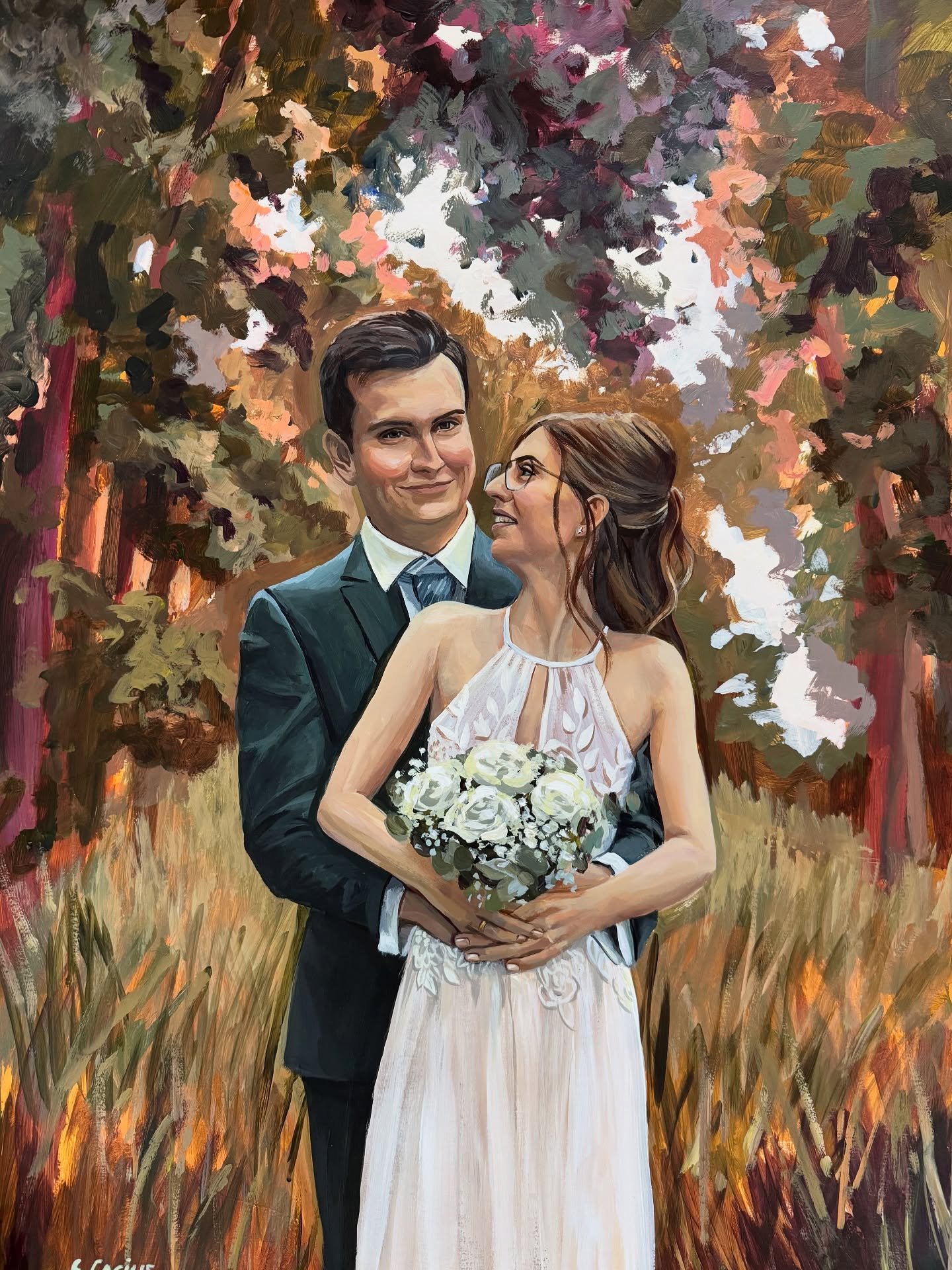 Mein gr&ouml;&szlig;ter Auftrag bisher - 5 Bilder anhand von Fotos in verschiedenen Gr&ouml;&szlig;en. Die Farbpalette habe ich w&auml;rmer als die Fotos gestaltet und alle Bilder passen zueinander, da sie nebeneinander h&auml;ngen werden. 

#hochzei