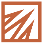 Abstract geometric design in brown within a square frame.