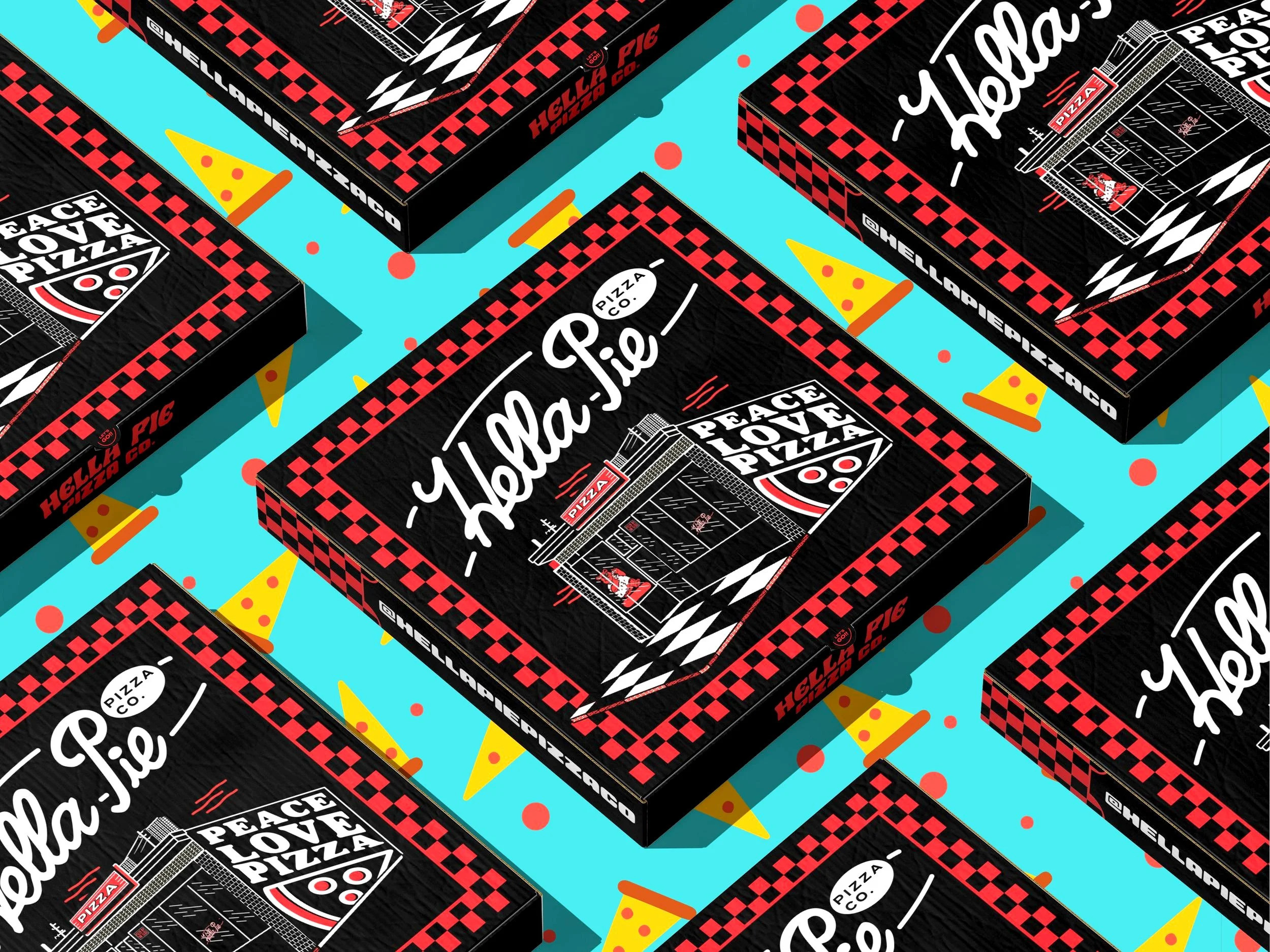 Food packaging design for pizza restaurant brand