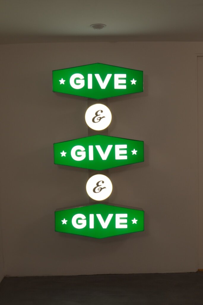  Give and Give and Give, Aluminum, acrylic,, plastic, Jewelite, electronics, software, 60.5 x 31 x 8.5 inches, Edition of 3, 2012 