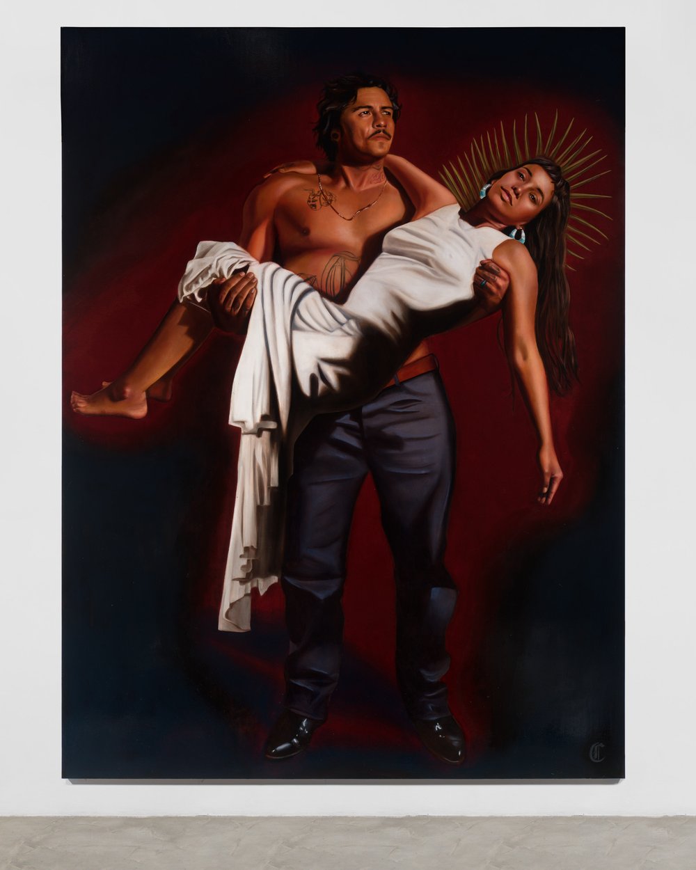   Danie Cansino   Popocatépetl and Iztaccíhuatl (star-crossed lovers)  Oil on wood panel 96 x 72 inches 2023 