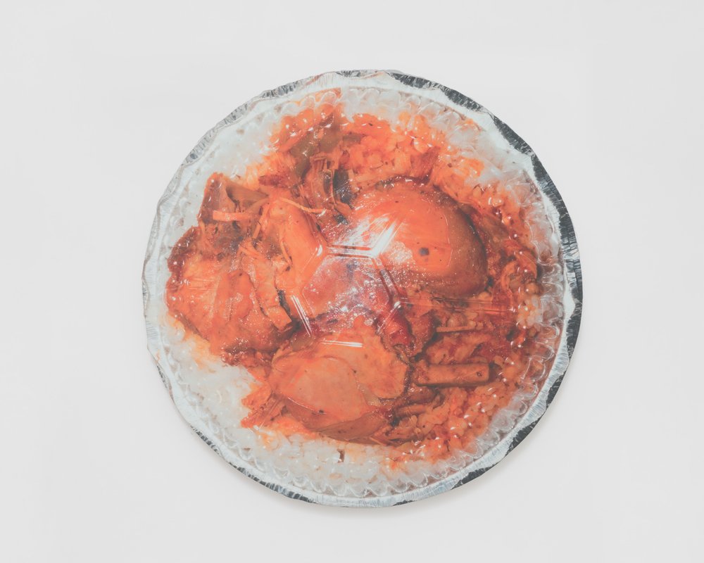   Lucia Hierro    Stew Chicken (Combo) Takeout   Cotton, Digital Print on Cotton Sateen, Foam  34 x 34 x 2 inches  2023  