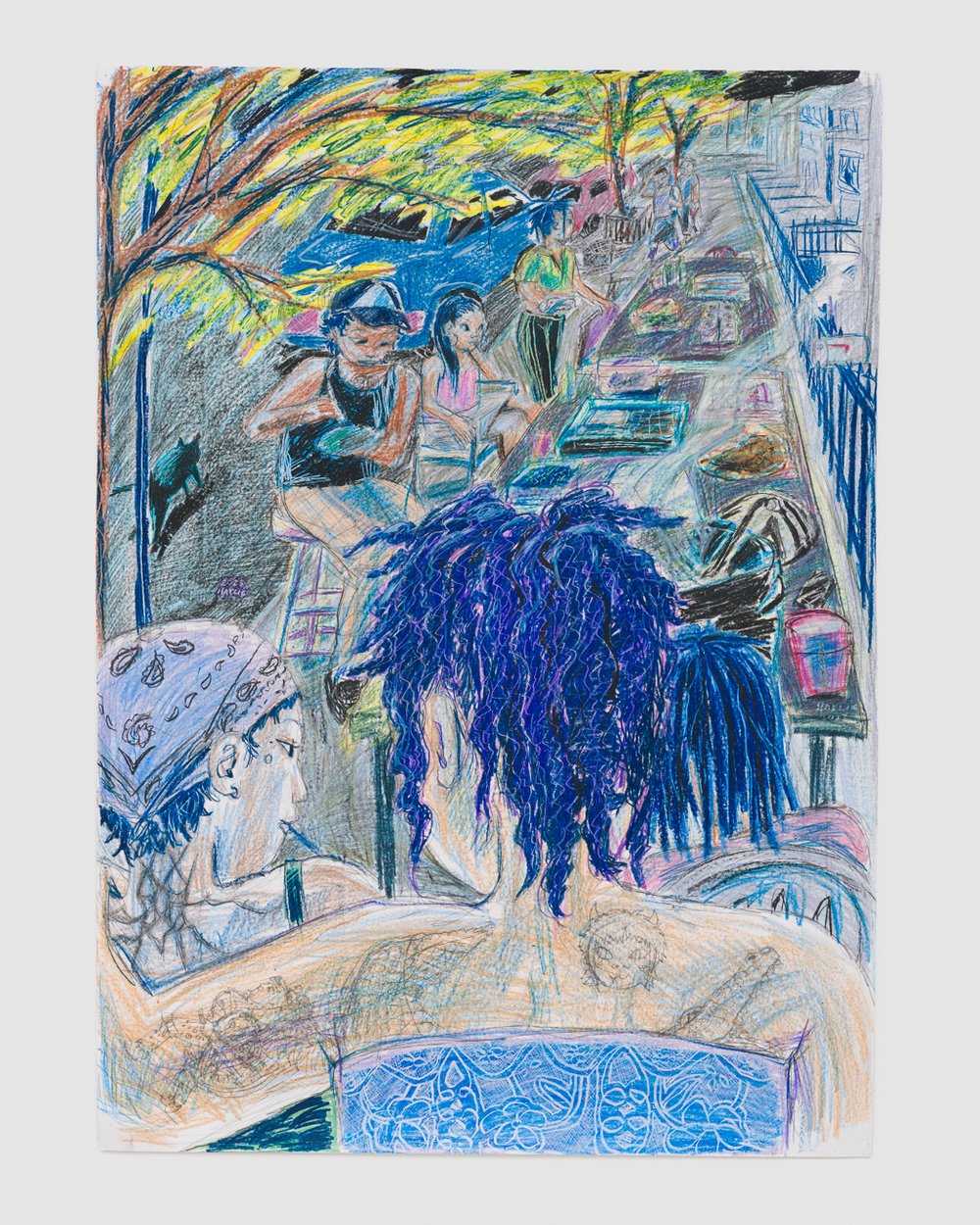  Haylie Jimenez  Night Potluck  Crayon on paper 42 x 36 inches&nbsp; 2023 