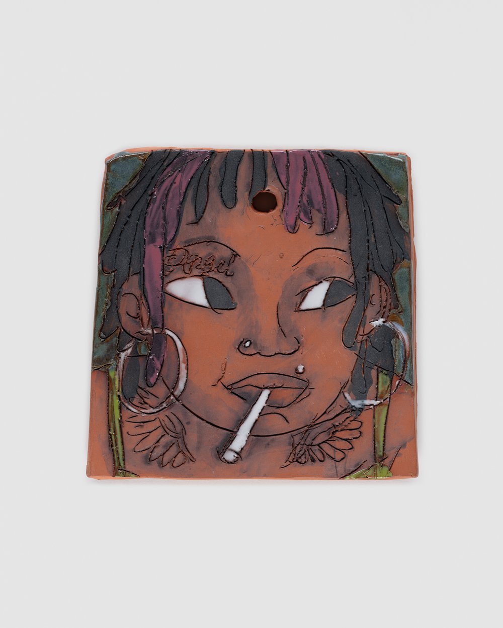  Haylie Jimenez  Cig  Glazed ceramic tile 5.5 x 5 inches&nbsp; 2023 