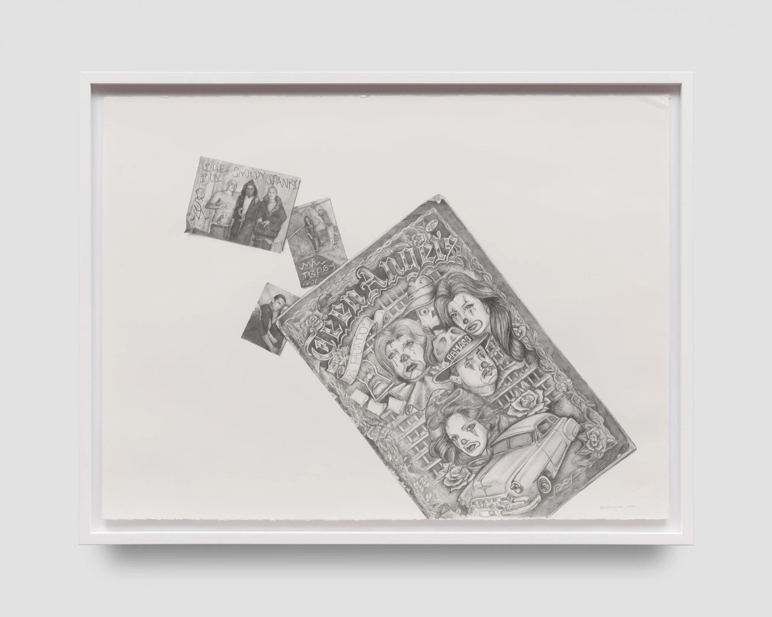  Fotos y recuerdos: El pasado payaso  
Graphite on paper 
24 x 36 inches 
2025