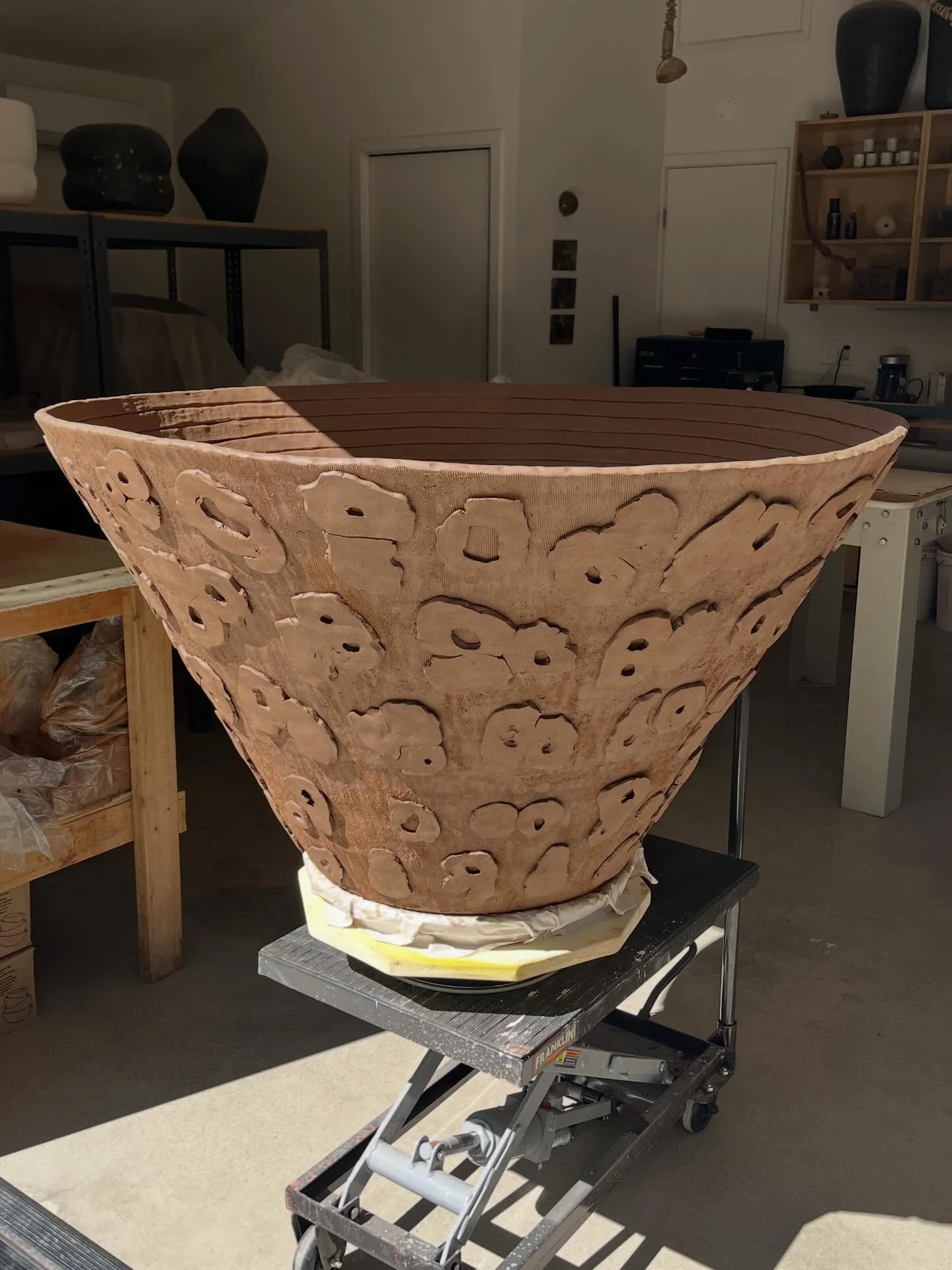 Giant textured pot in the works for a group exhibition this May at the Institute of Contemporary Art SD @icasandiego @unfold.projects exhibition 01