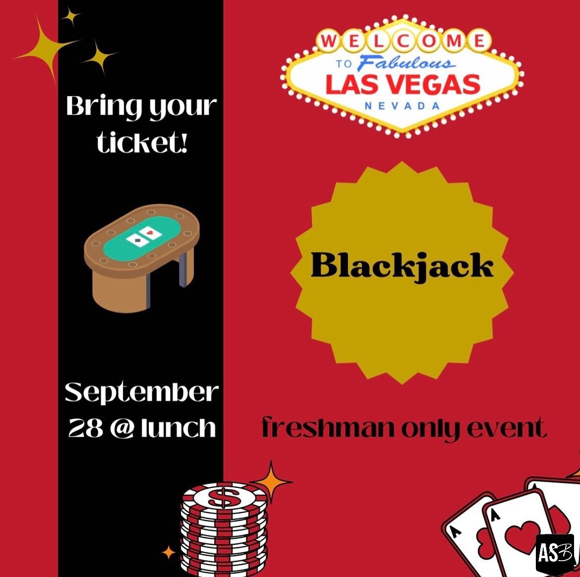 &diams;️Join us TOMORROW at lunch for BLACK JACK!!! (THERE WILL BE PRIZES)&diams;️
-
&spades;️BRING YOUR FRESH BUCKS HANDED OUT DURING LINK CREW LESSONS &spades;️ #classof2026