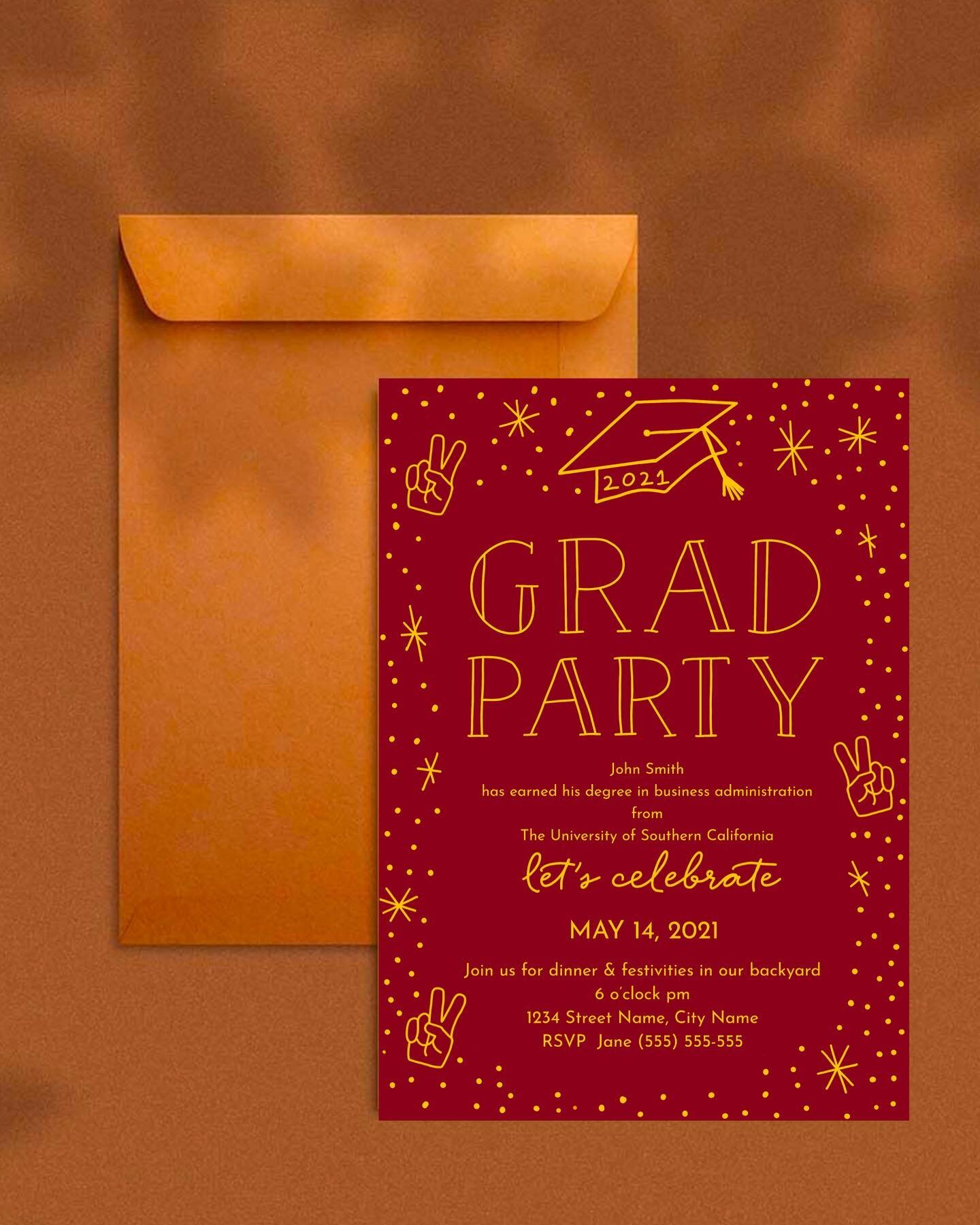 Did you know that we do custom invitations? Here&rsquo;s an example of a grad party invitation we designed! DM us if you are interested in working together!