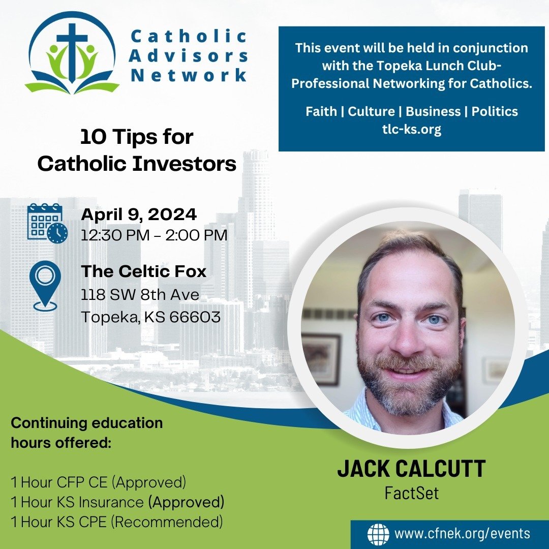 Our Topeka event for the Catholic Advisors Network is TOMORROW! It's not too late to join us. Register at cfnek.org/events. We look forward to seeing you there!