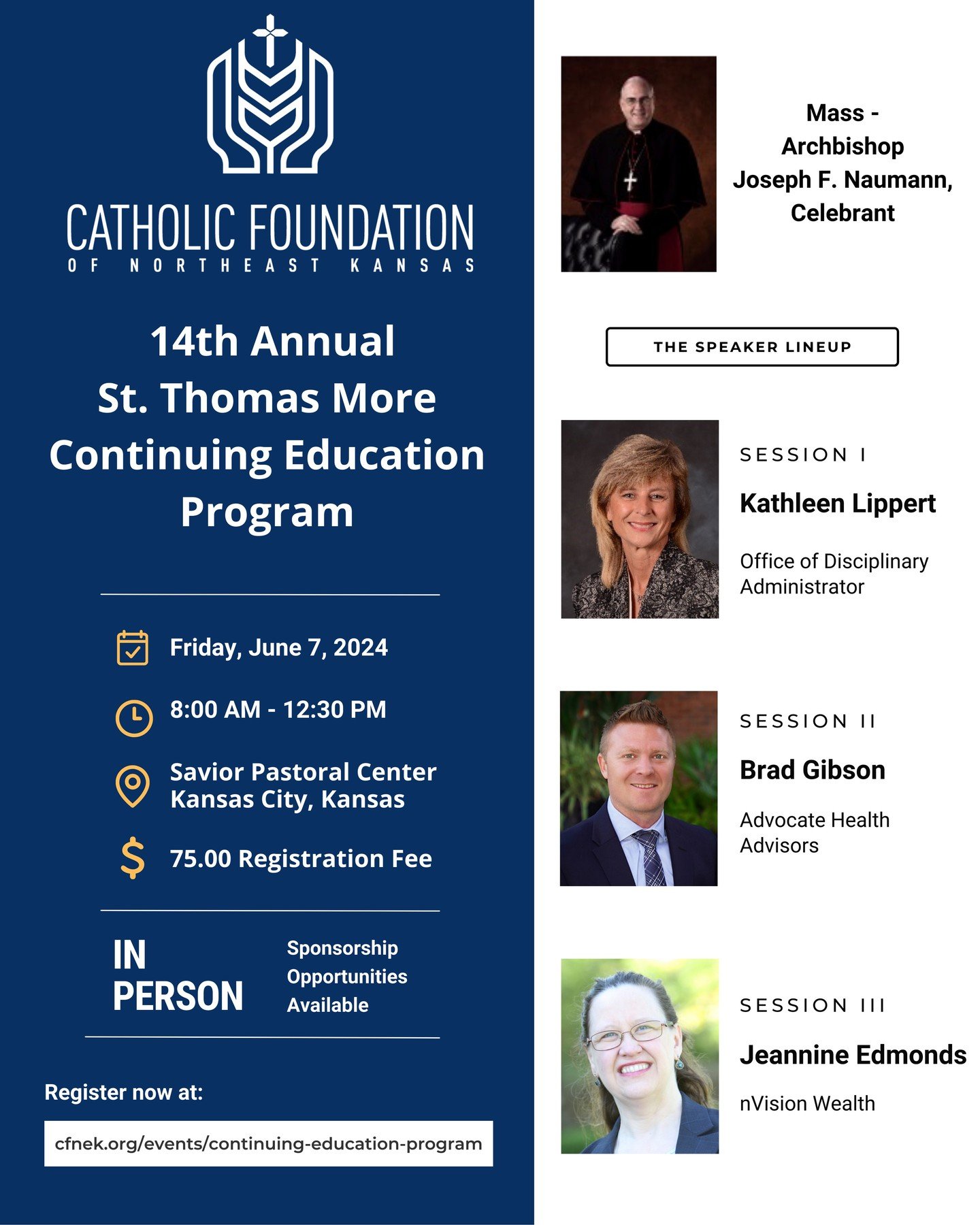 Are you in need of continuing education credits? We invite you to attend our 14th Annual Continuing Education Program on Friday, June 7 at Savior Pastoral Center.

To register, visit: www.cfnek.org/events/continuing-education-program