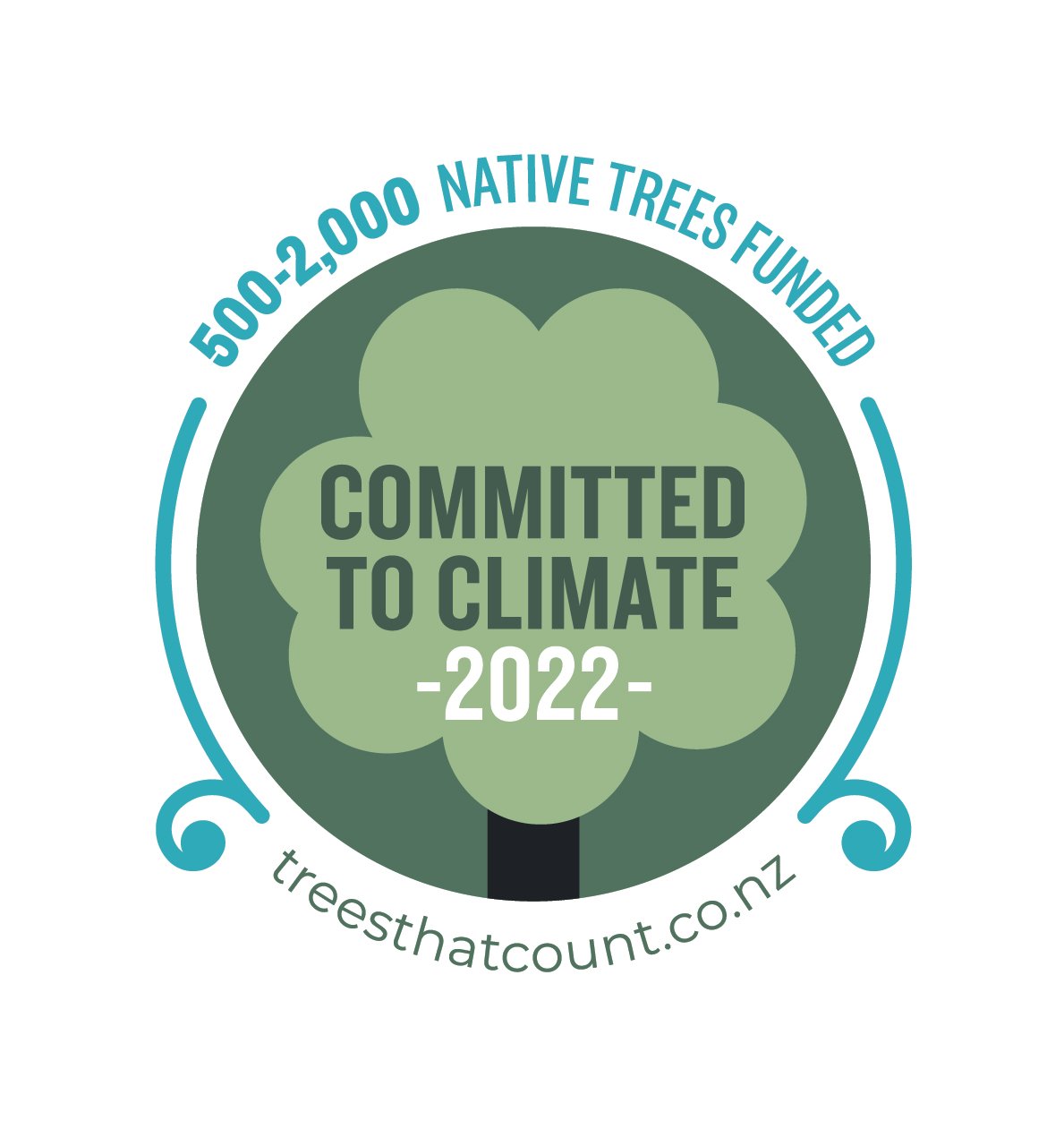 Showcase Workshop climate commitment badge – funded 500–2,000 native trees in 2022 through Trees That Count