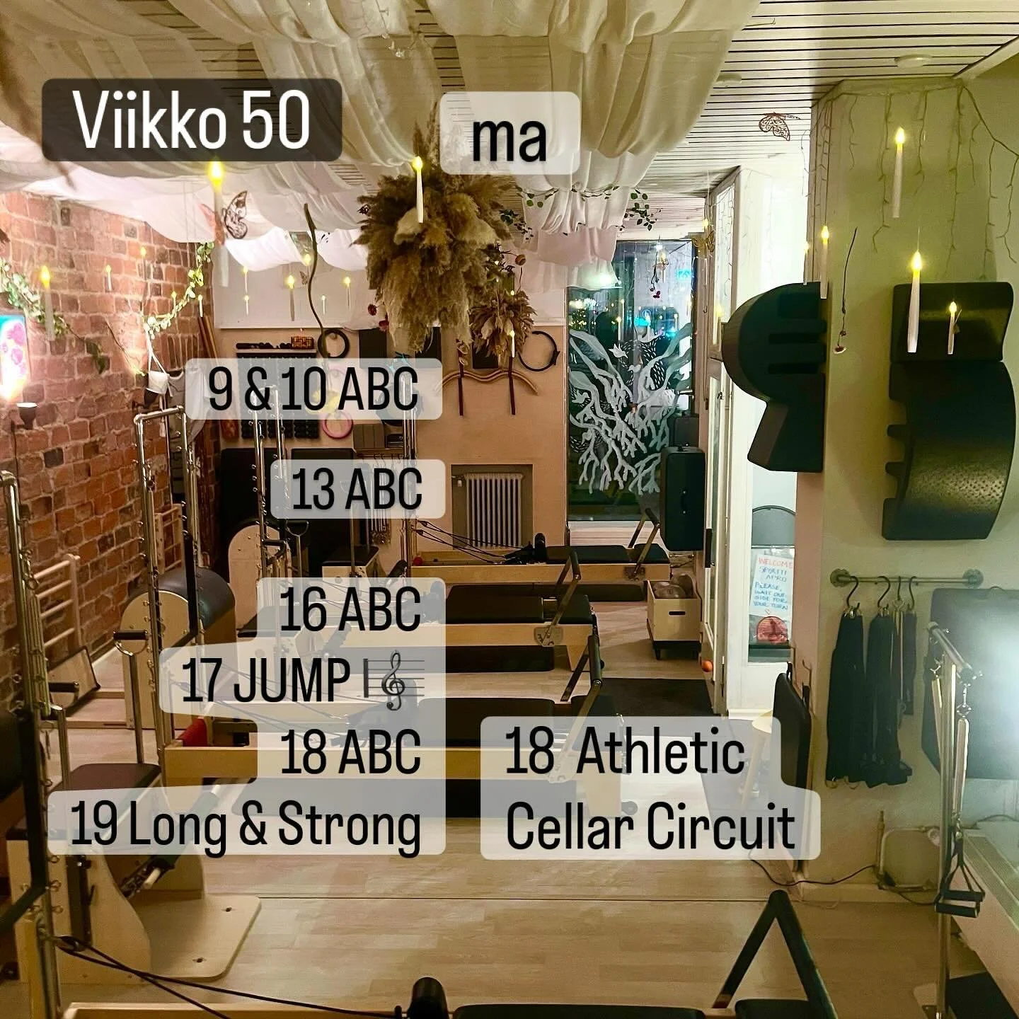 Uusi viikko alkaa t&auml;n&auml;&auml;n. T&auml;ll&auml; viikolla on poikkeuksellisesti enemm&auml;n Klassista Pilatesta tarjolla to &amp; su. Ihanaa! Ja my&ouml;s enemm&auml;n ABC-tunteja. Ne sopivat mainiosti my&ouml;s ensikertalaisille! Su iltap&a