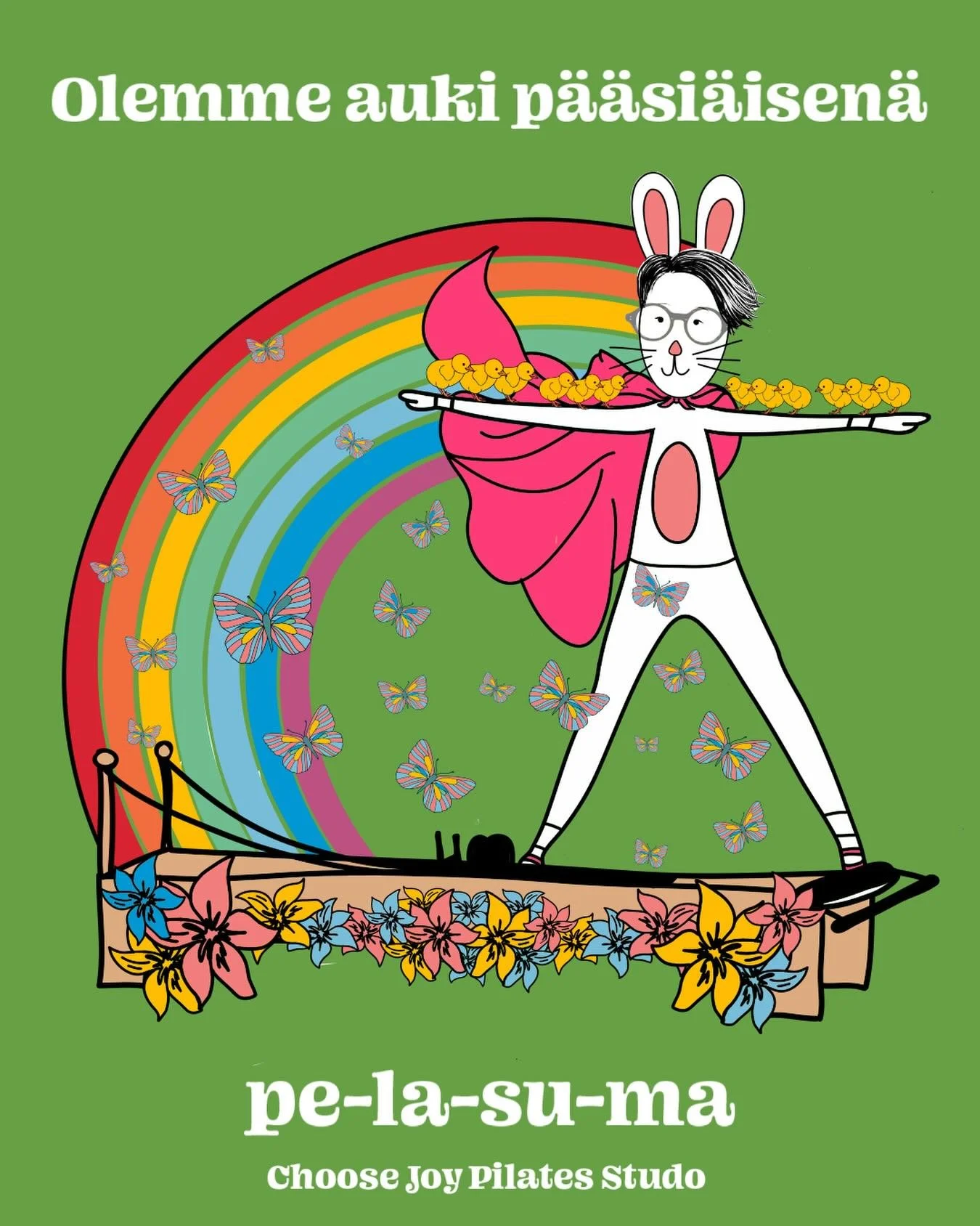 Hy&ouml;dynn&auml; vapaat ja tule tunnille🥳. Ollaan p&auml;&auml;si&auml;isen&auml; auki🐰 Tunteja on tarjolla:
pe klo 7-11 ja 15-17
la klo 9-13
su klo 15-18
ma klo 9-11, 13, 15-20
Kaikki tunnit paitsi Athletic Pilates sopii my&ouml;s ensikertalaisi