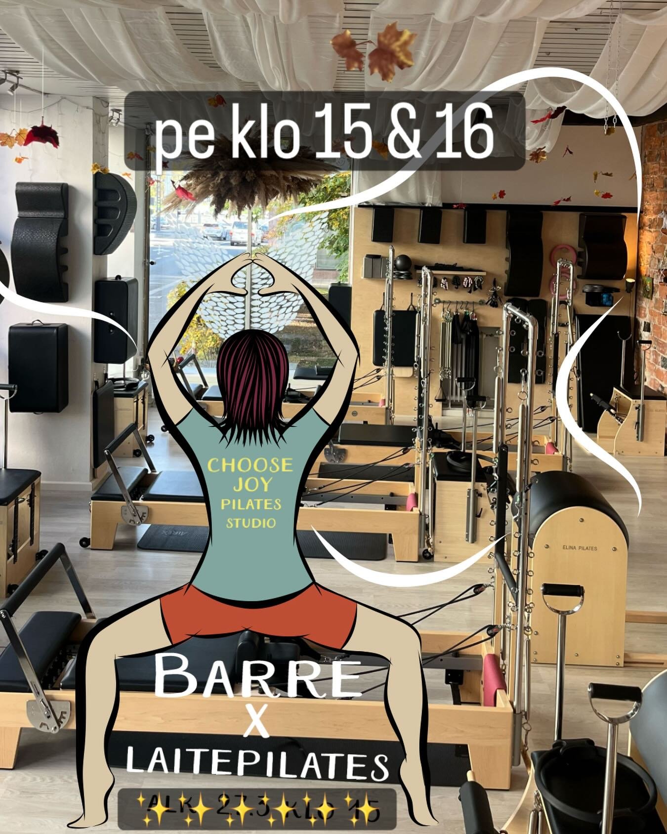 Oletko huomannut, ett&auml; ollaan lis&auml;tty Barre x Laitepilates tunnin. Nyt on klo 15 &amp; 16 tunteja tarjolla. Klo 15 on yl&auml;kerrassa ja klo 16 tunnelmallisessa kellarissa. Tunneilla on eri laitteet k&auml;yt&ouml;ss&auml;, joten kannattaa