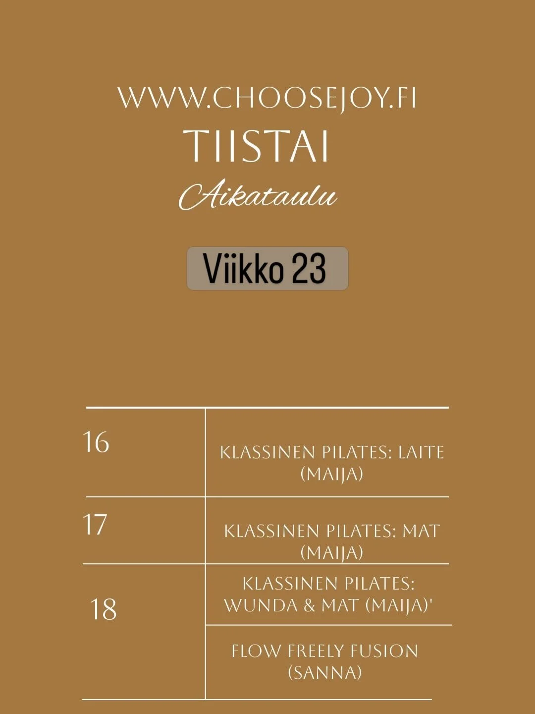 Kes&auml;kuu l&auml;hti vauhdilla k&auml;yntiin! Ma tunnit meniv&auml;t todella kivasti ja t&auml;ss&auml; on viel&auml; muut t&auml;n viikon tunnit. T&auml;ll&auml; viikolla on uusia tunteja tarjolla.
Tiistaina Klassinen Pilates Laite, Matto ja Wund
