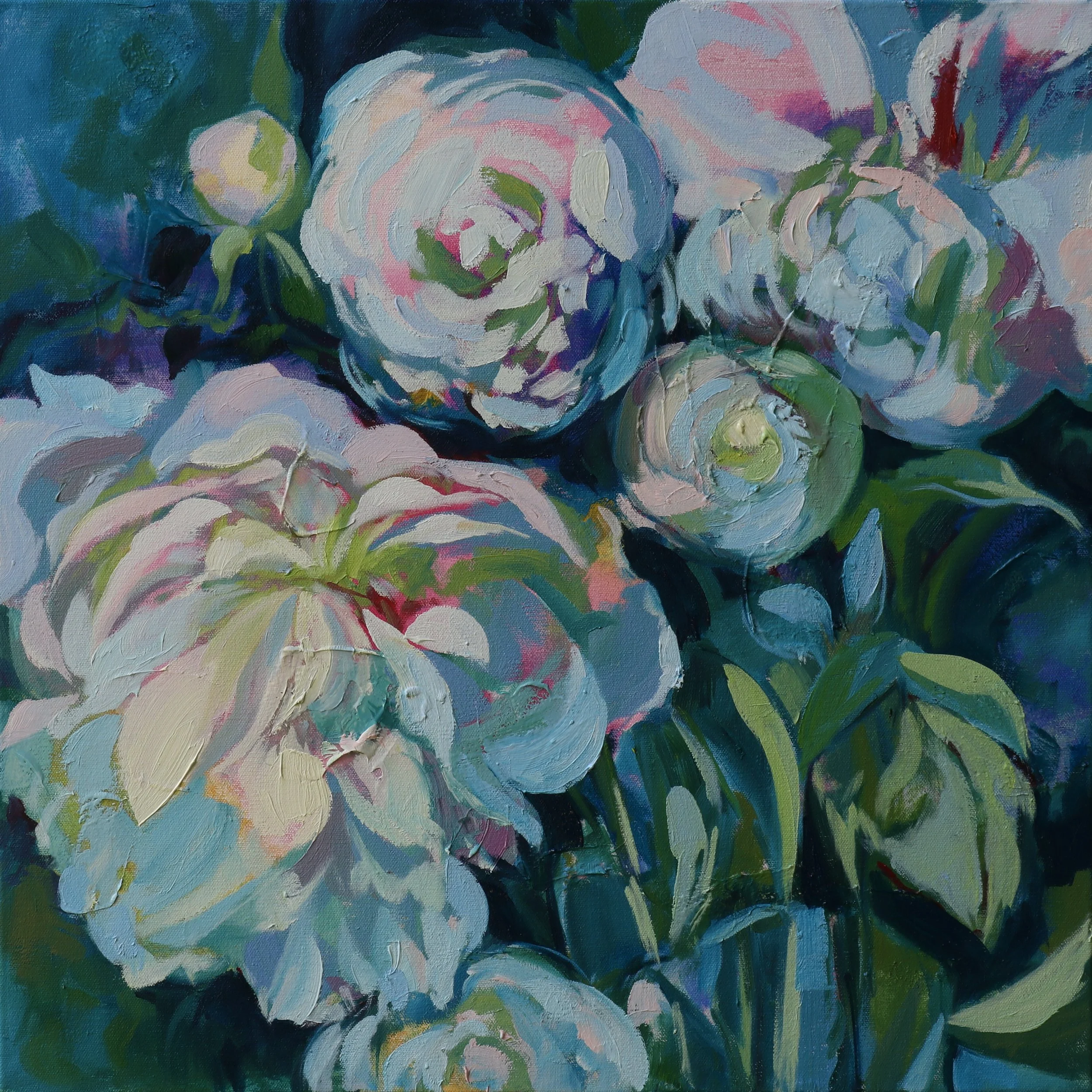 Blue Peonies Art Print