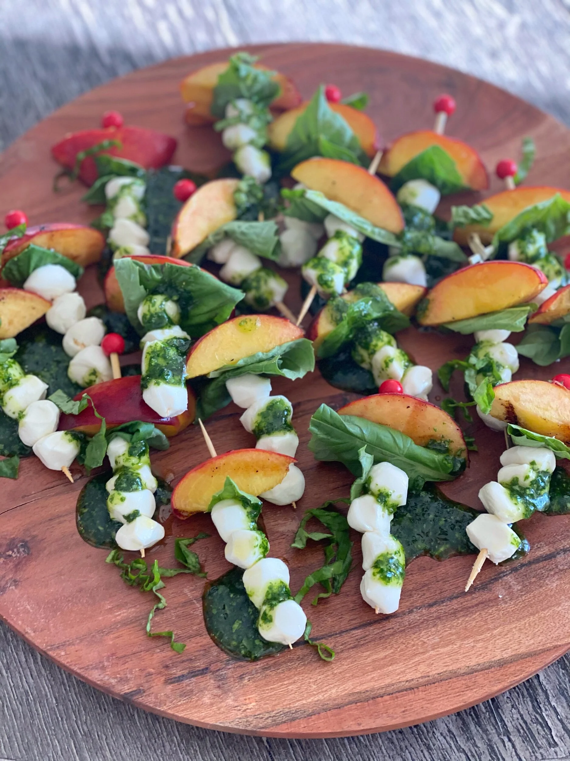 Grilled Peaches and Mozzarella with Honey Basil Vinaigrette — A Place