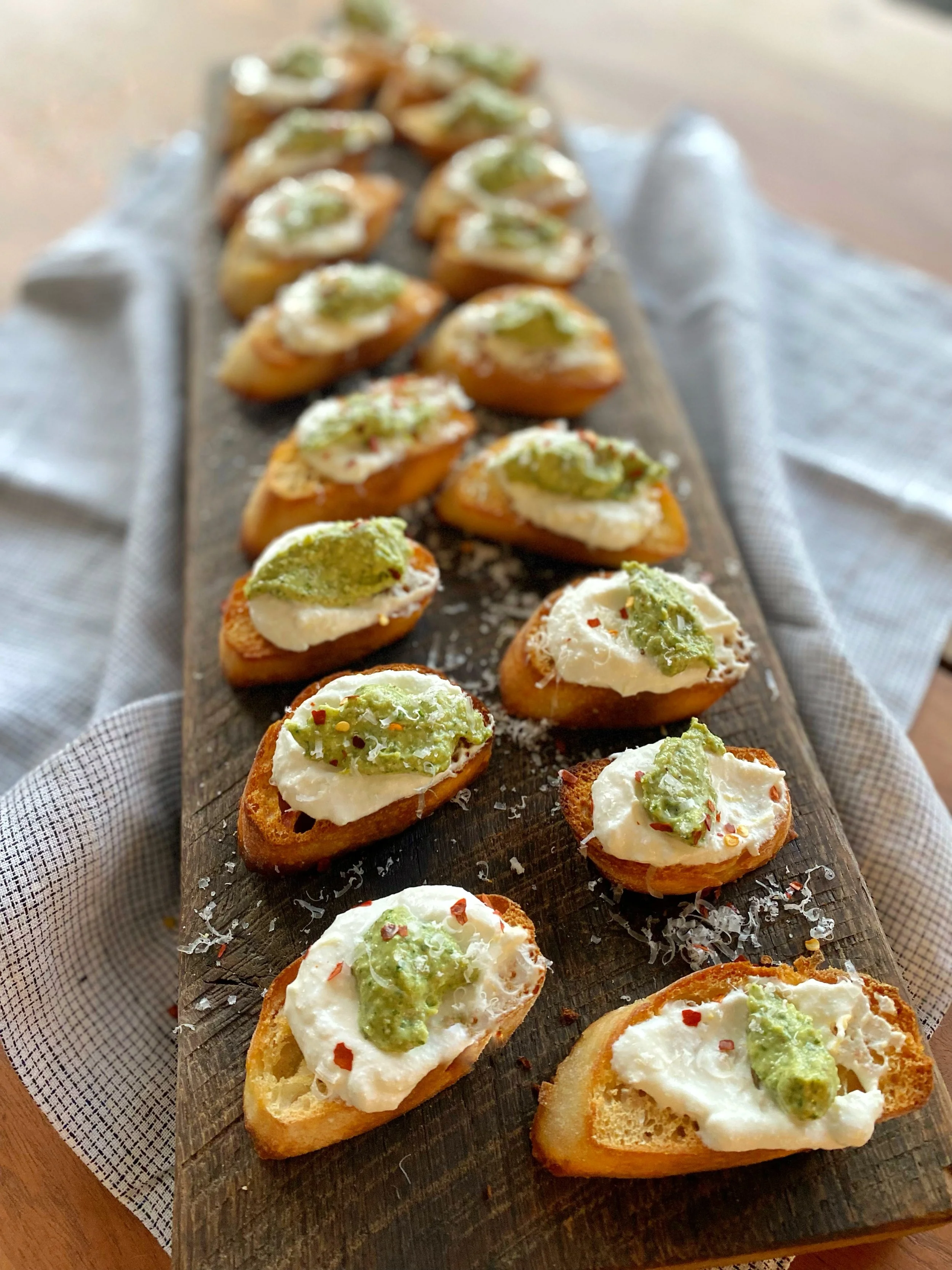Ricotta and Pesto Crostini — A Place for Everyone