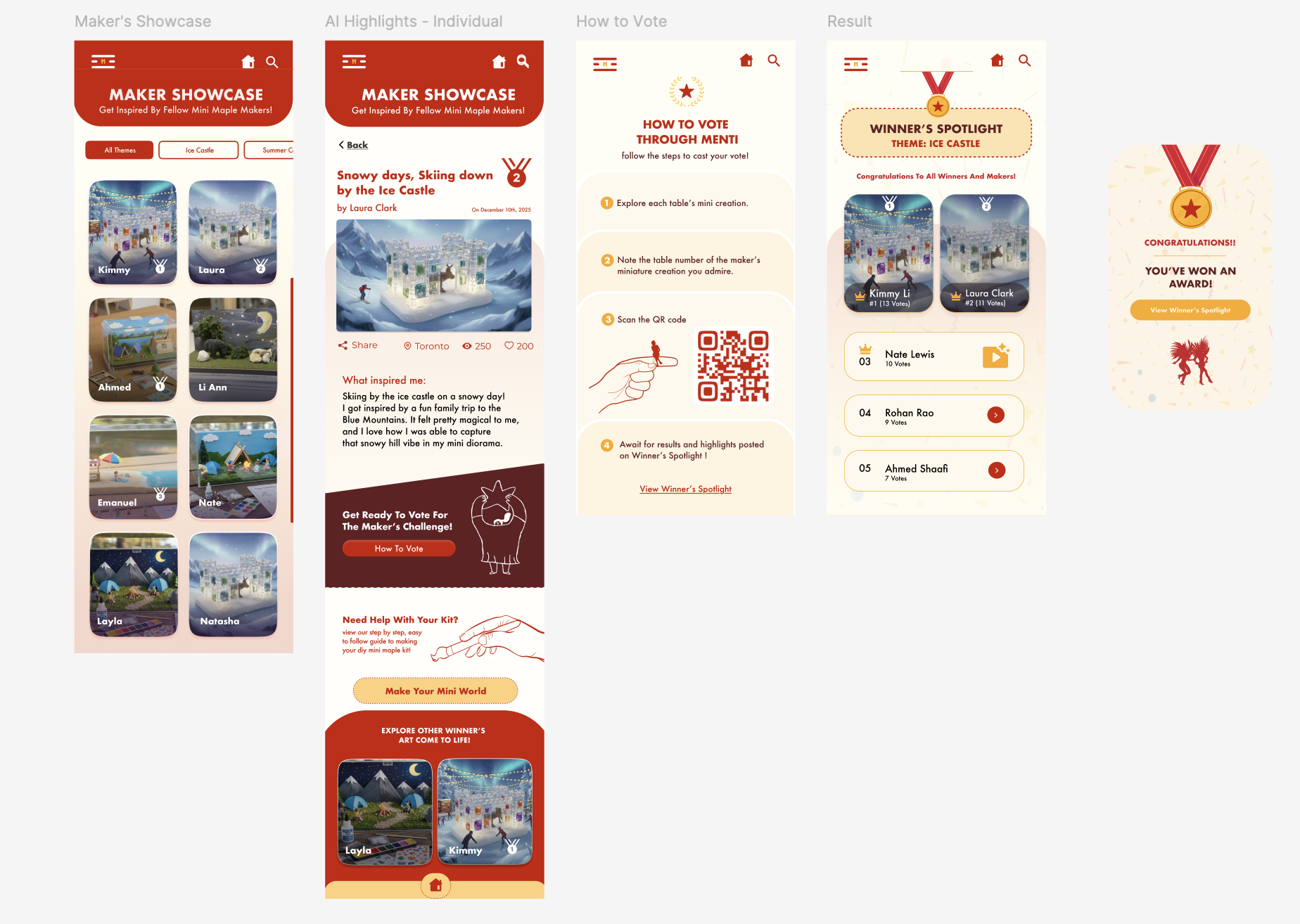 Showcase Wall, Live Voting and Winner's Spotlight