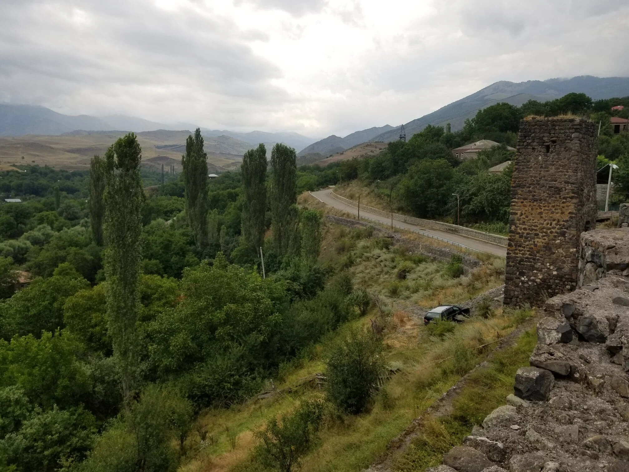 View over the outskirts of Aspindza from the ruins of a local fortress
