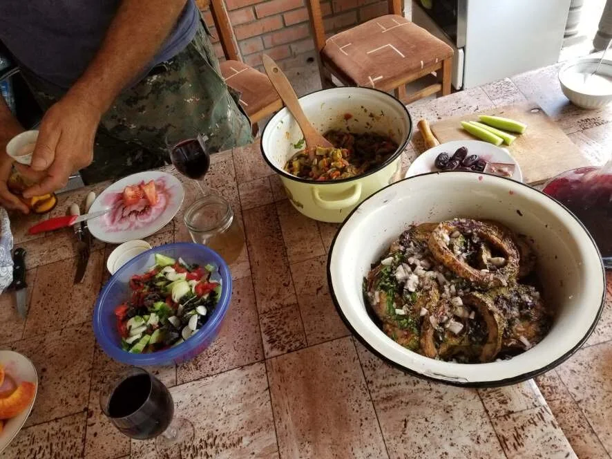 Aram preparing a vegetable medley