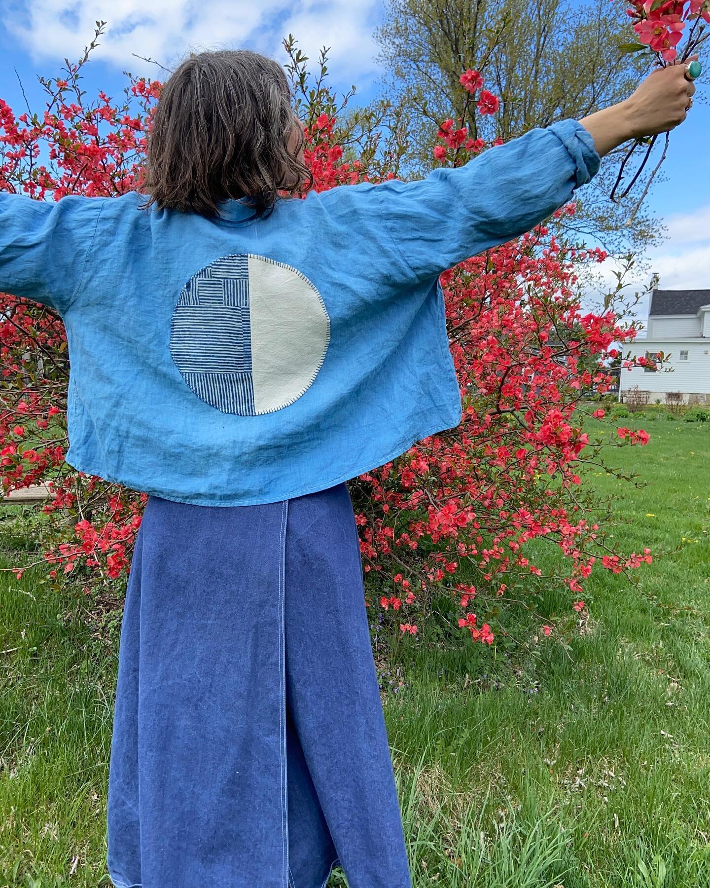 Moon Mending: This secondhand jacket needed an update and so a massive moon appliqu&eacute; was my answer. It was so much fun to create the patchwork from tiny fabric scraps and play around with design elements like line, space, shape, and value. And