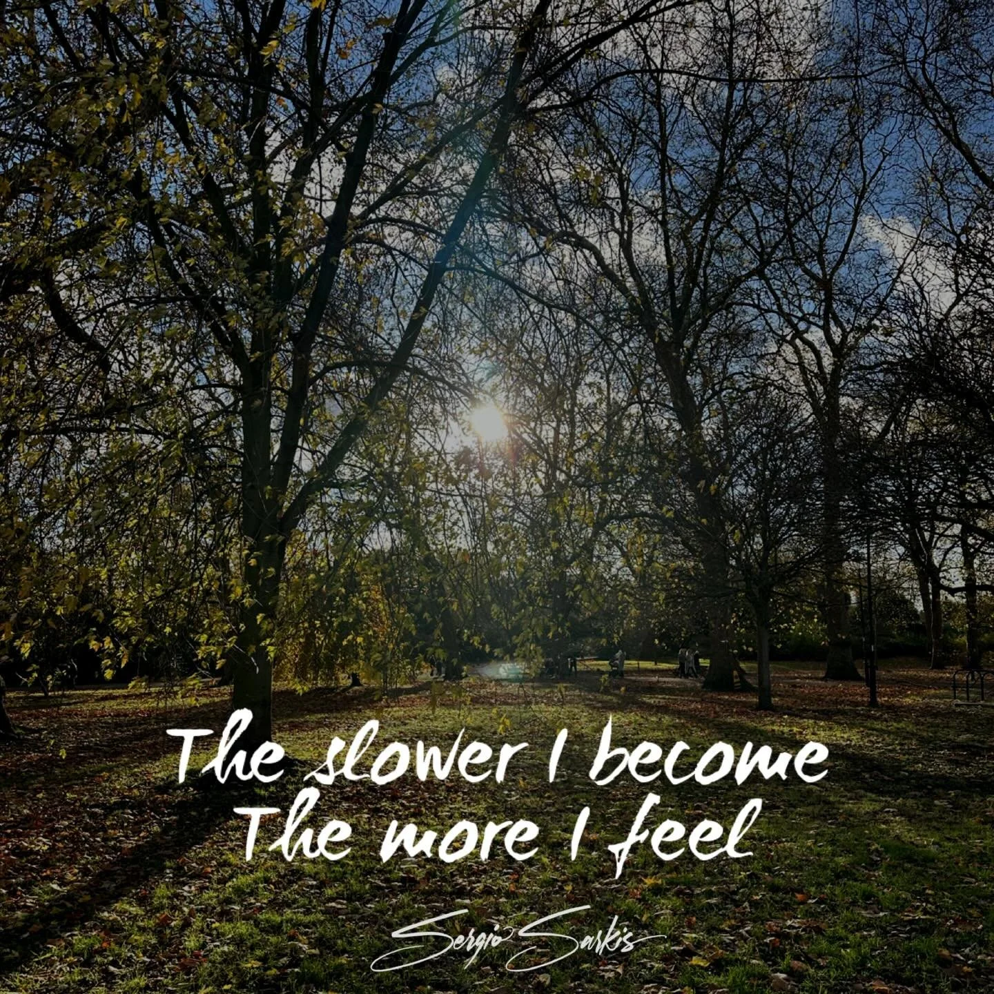 The slower I become
The more I feel 
(c) Sergio Sarkis 

#TheHowlingMystic
#WearablePoetry
#SpokenWordArtist
#PoetryTshirts
#ArchetypalArt
#MysticPoet
#WolfMedicine
#EcstaticPoetry
#PoetryCommunity
#ArtistOnInstagram
#PoetrySoul
#Mythopoetic
#sergios