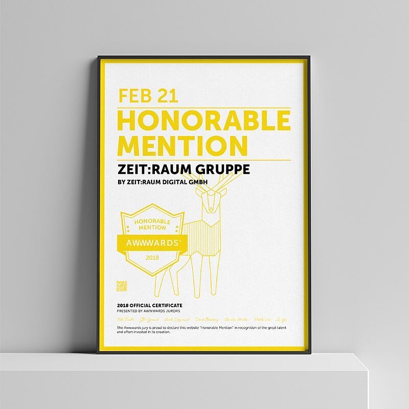 Honorable Mention by @awwwards for zeitraum.com