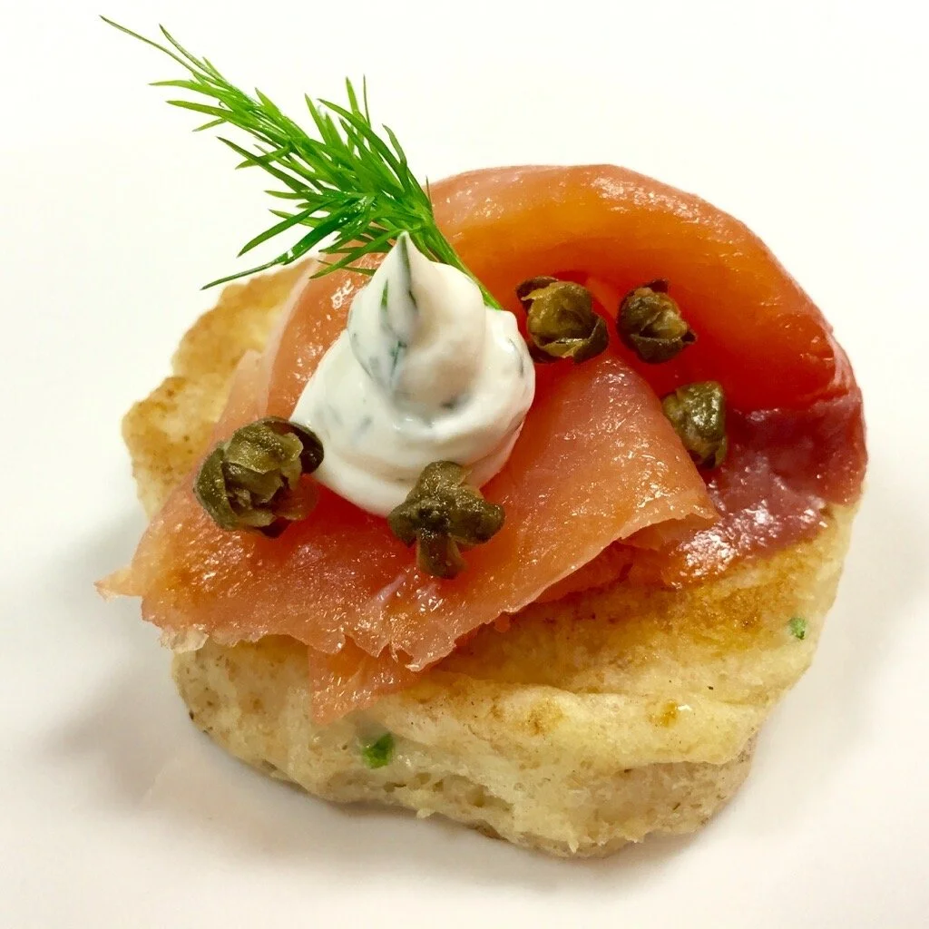 Smoked Salmon on Potato & Chive Blini