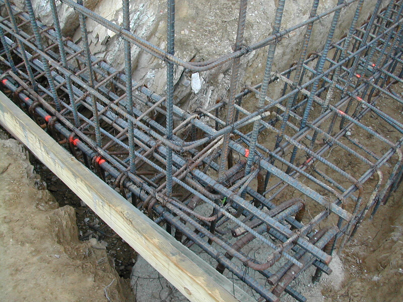  As the concrete slab formwork and rebar is set for the cantilevered floor we get new perspectives on the site. We have more than three times the weight in rebar steel than we do in the steel columns and beams. 