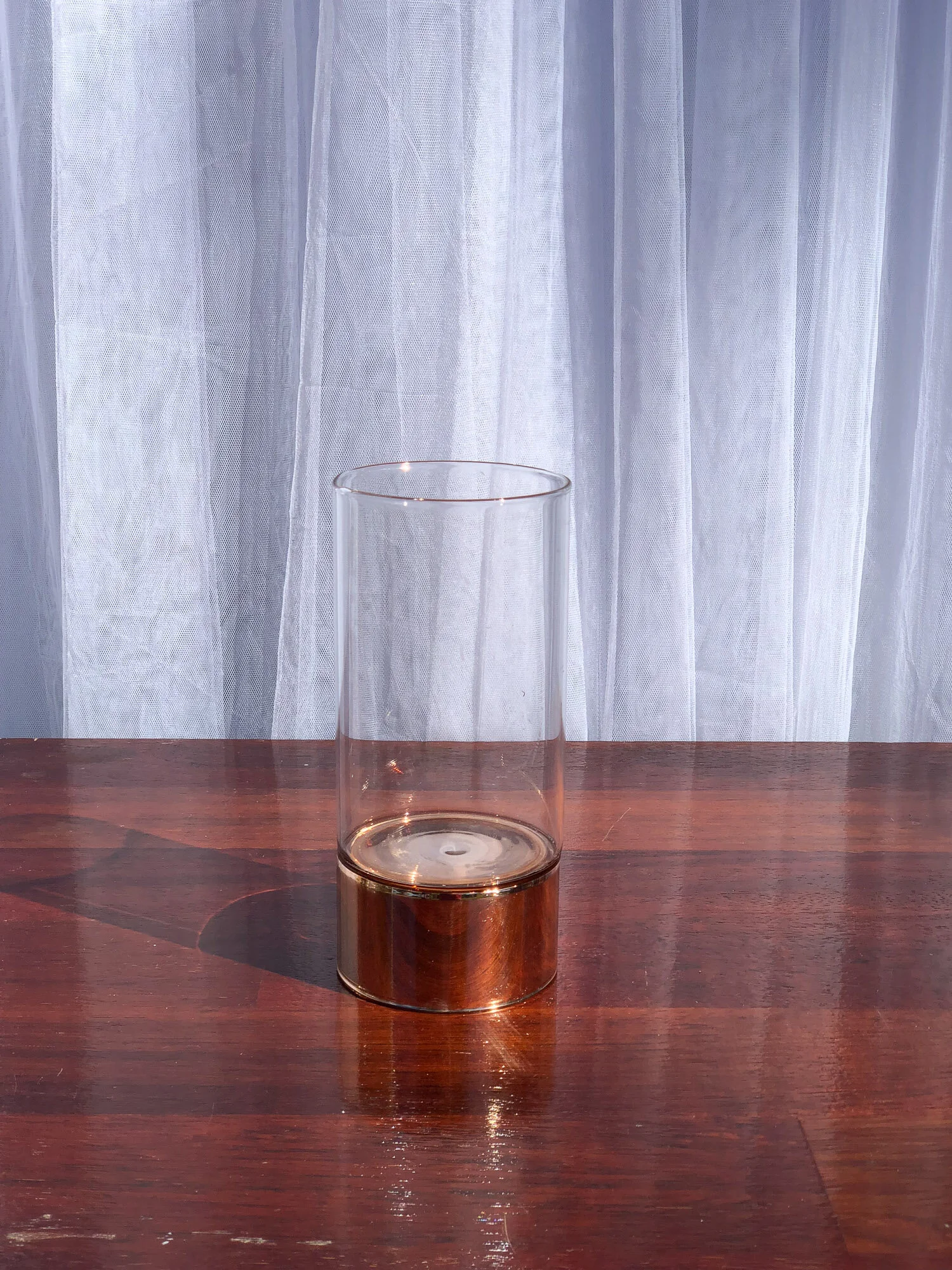 Glass Cylinder Candle Holder with Rose Gold Base