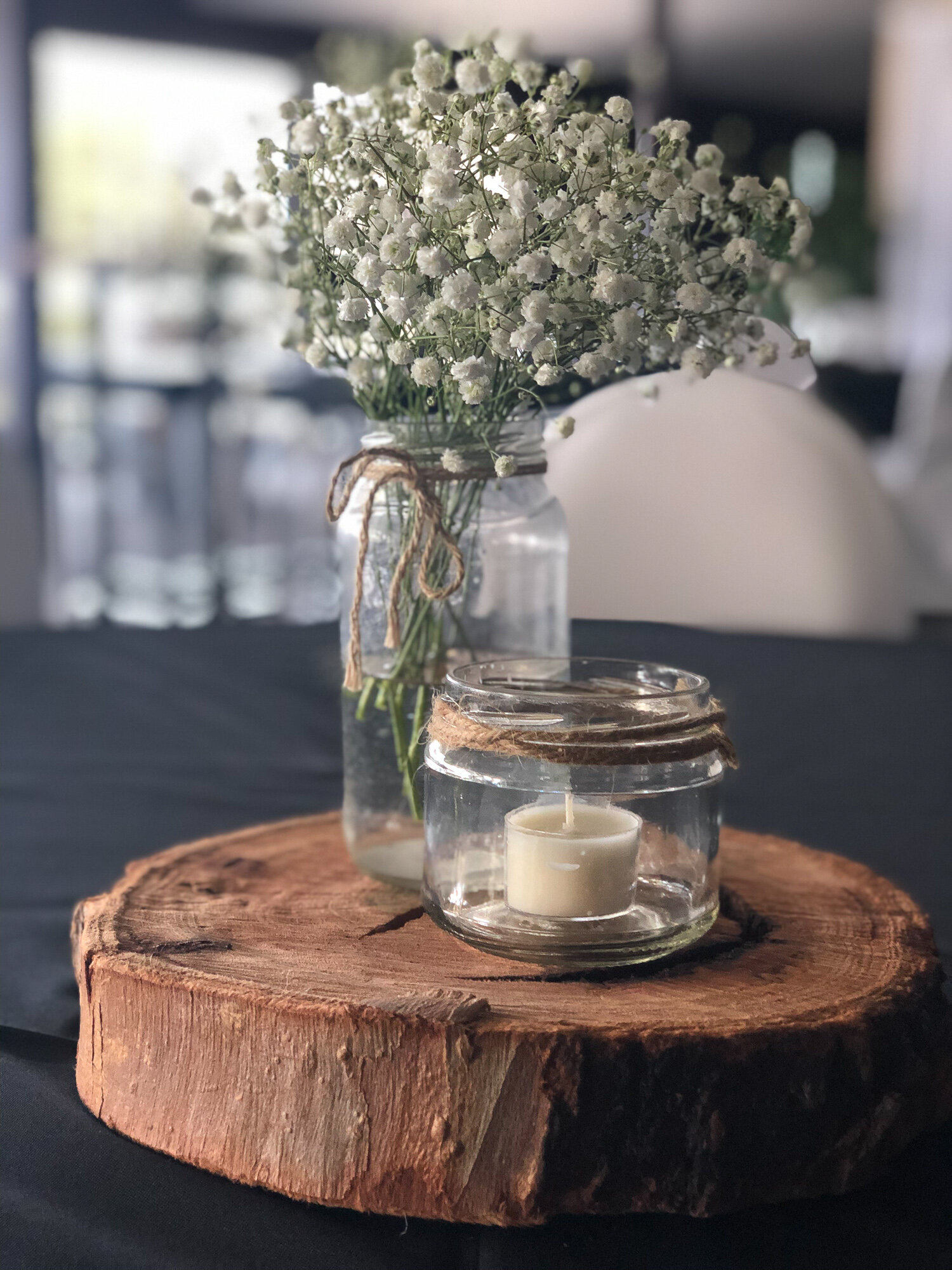 Small Glass Candle Holder with Twine