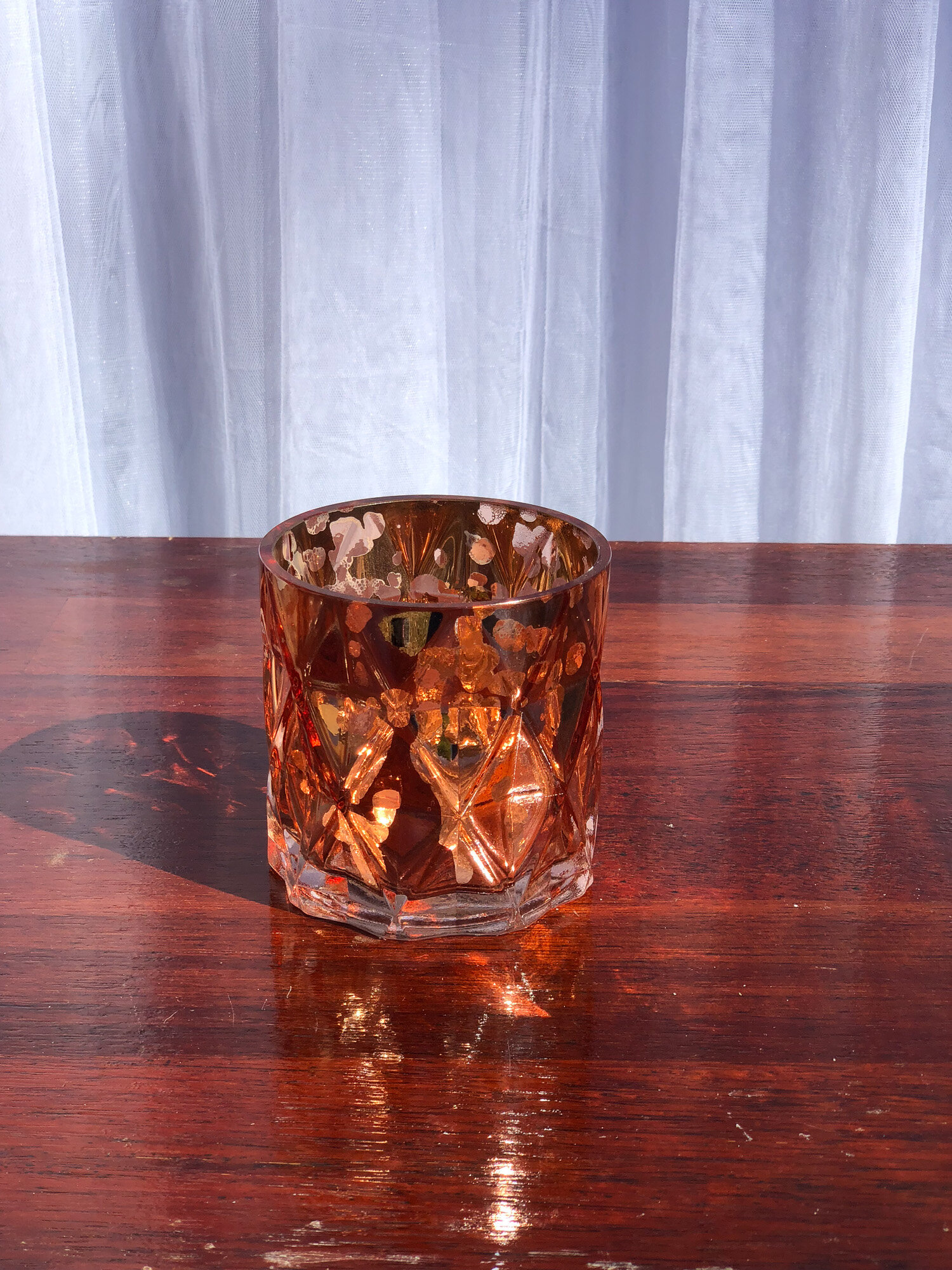 Small Rose Gold Rippled Candle Holder