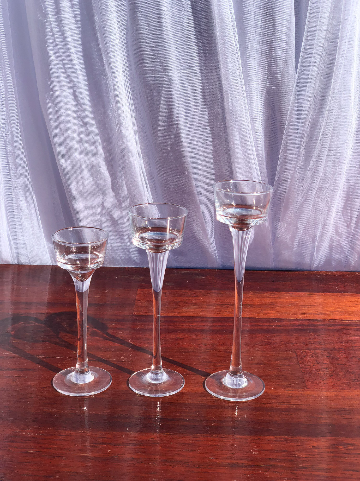 Staggered Height Glass Candle Holders