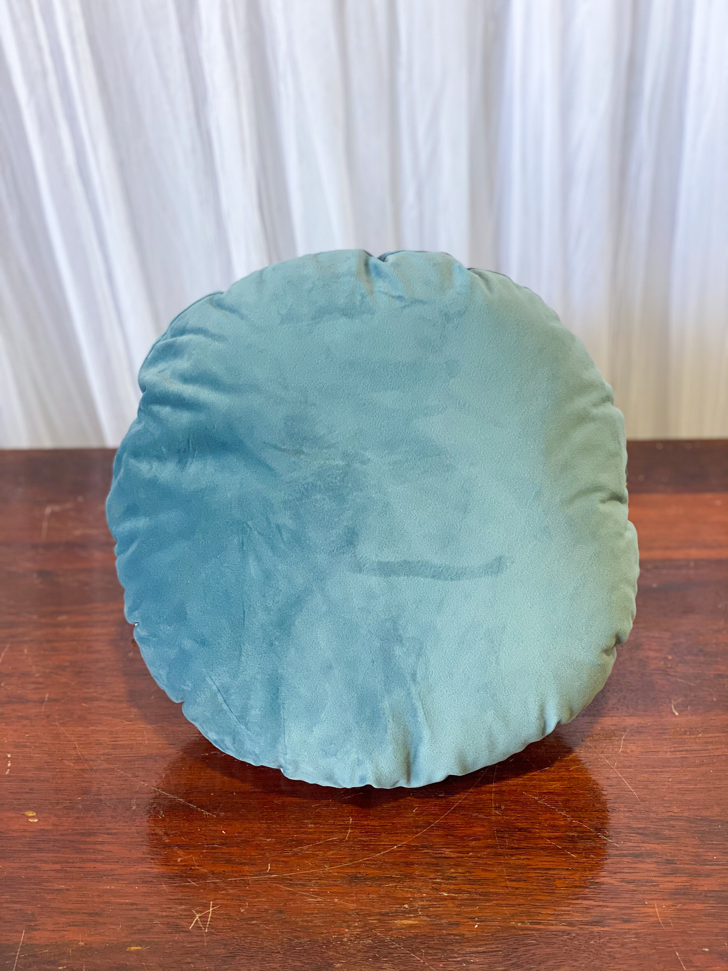 Small Round Blue Velvet Cushion