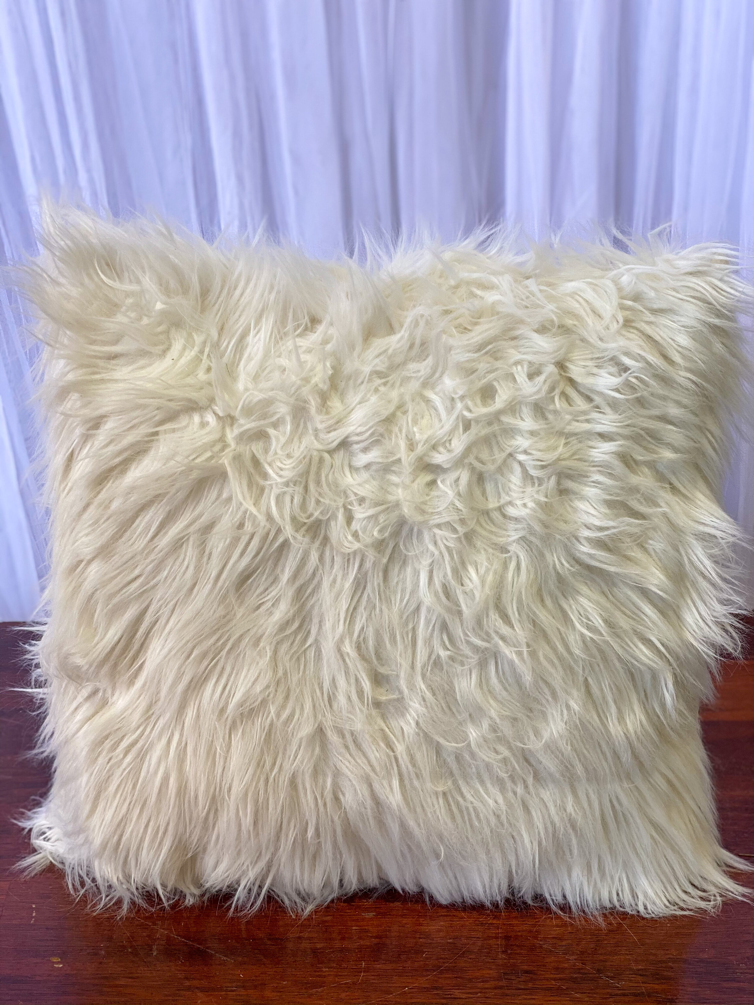 Square White Fluffy Cushion