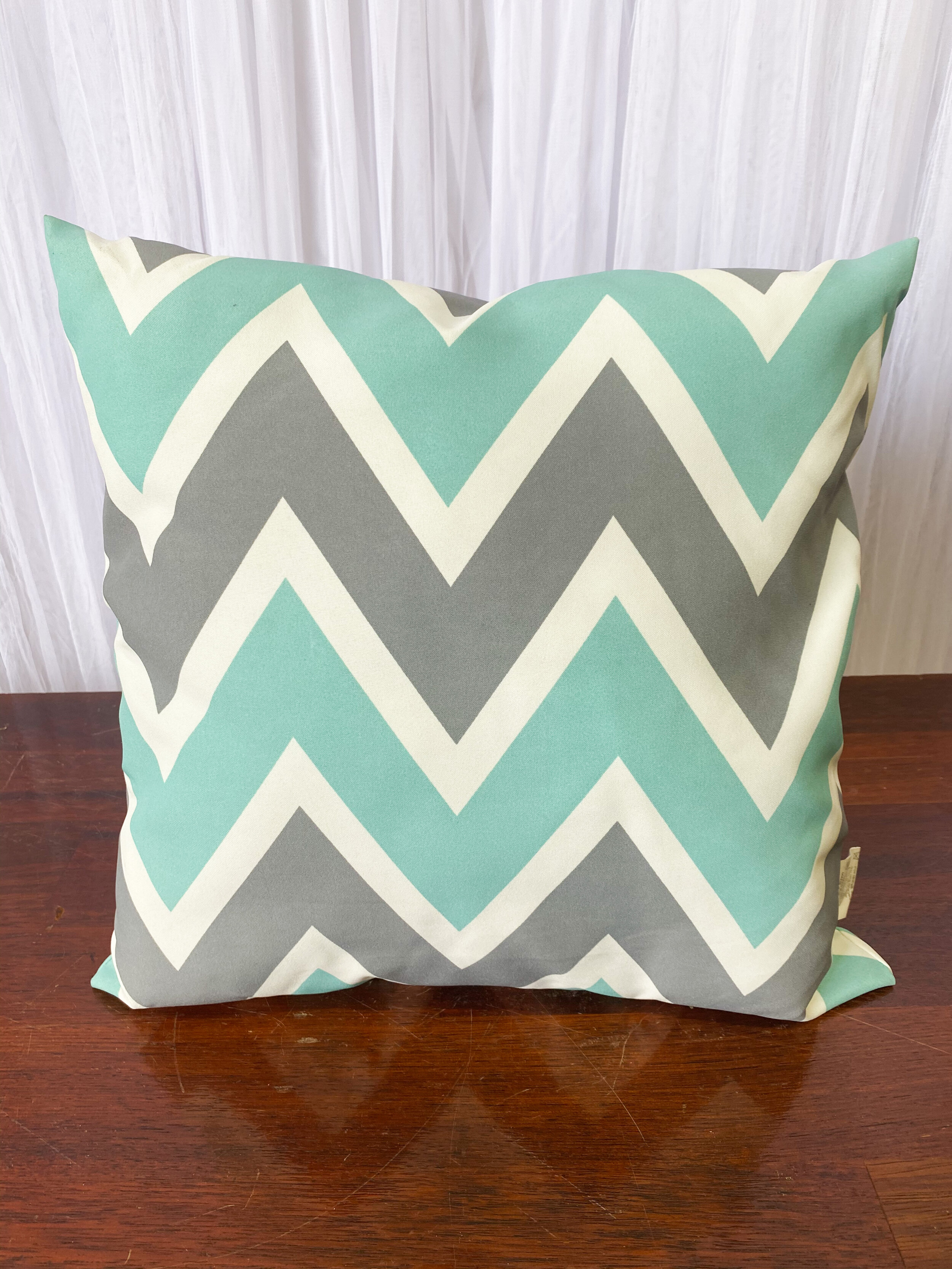 Grey &amp; Teal chiffon cushion