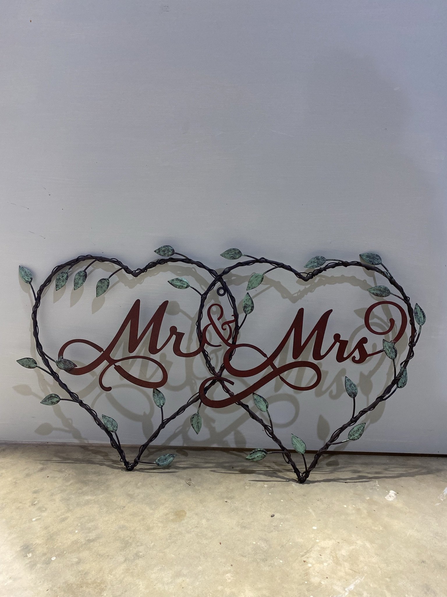 Metal Hearts Mr &amp; Mrs Sign