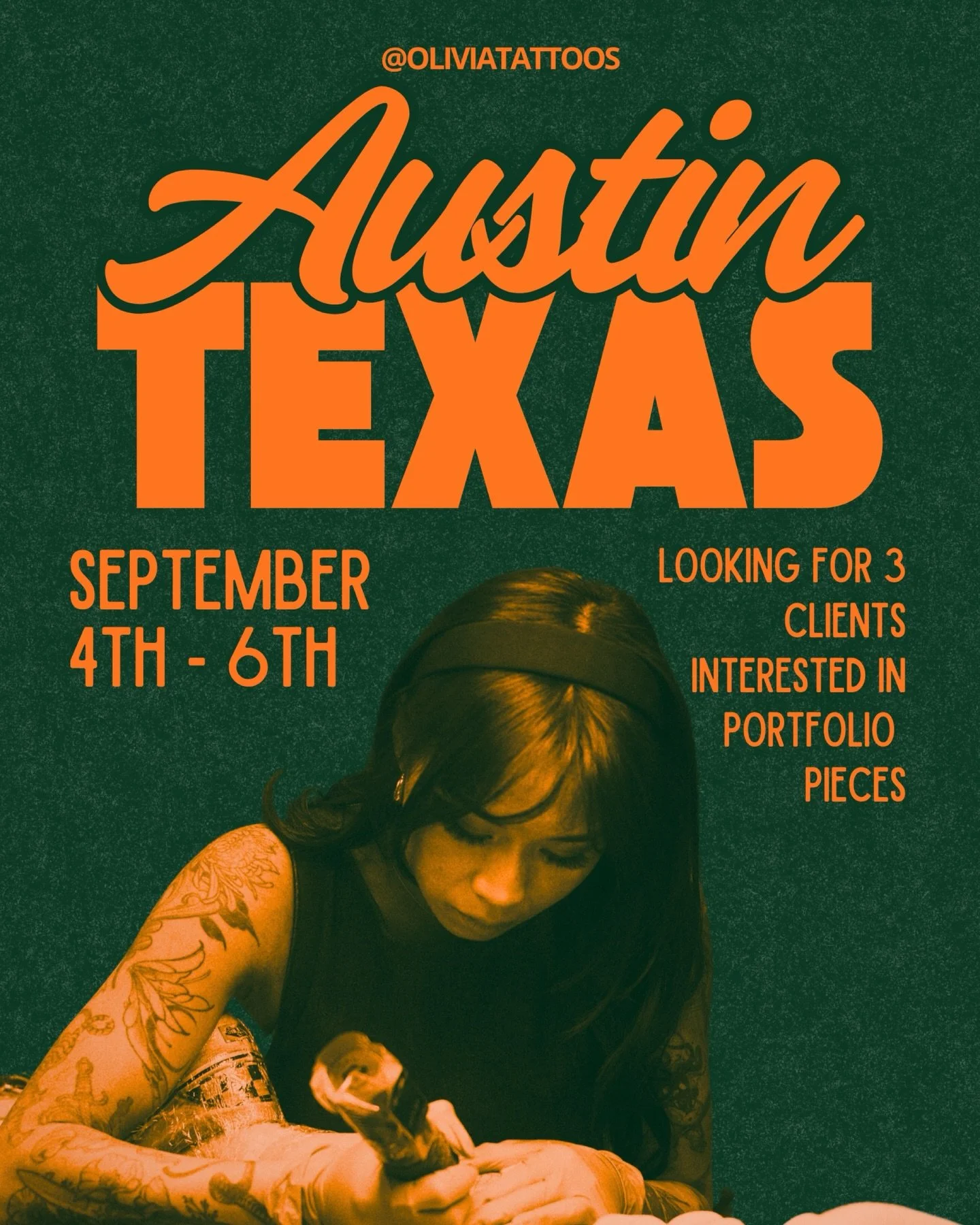Austin! I&rsquo;ll be tattooing in your amazing city for the first time, September 4&ndash;6. I&rsquo;m starting booking early so I can plan some big projects!

I&rsquo;m accepting a small number of clients during this visit, with a focus on elevated