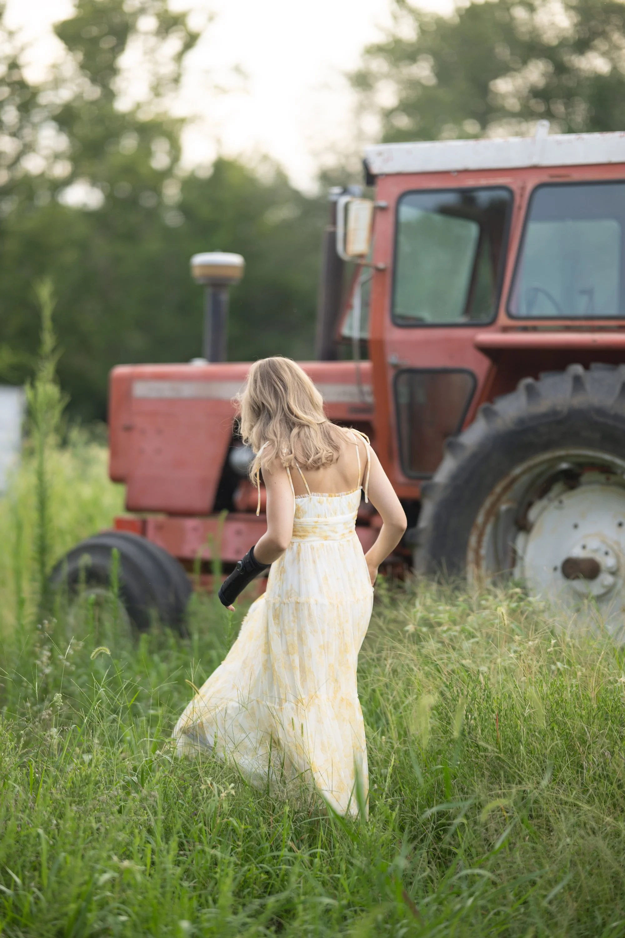 Senior Girl and tractor Marion Illinois Class of 2027 Golden hour
