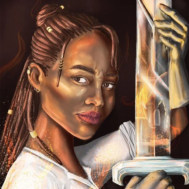 A portrait of Lupita Nyong'o as a character I created ✨if you look closing you can see more of the scene from her sword 👀
&bull;
&bull;
&bull;
#digitalart #portrait #lupitanyongo