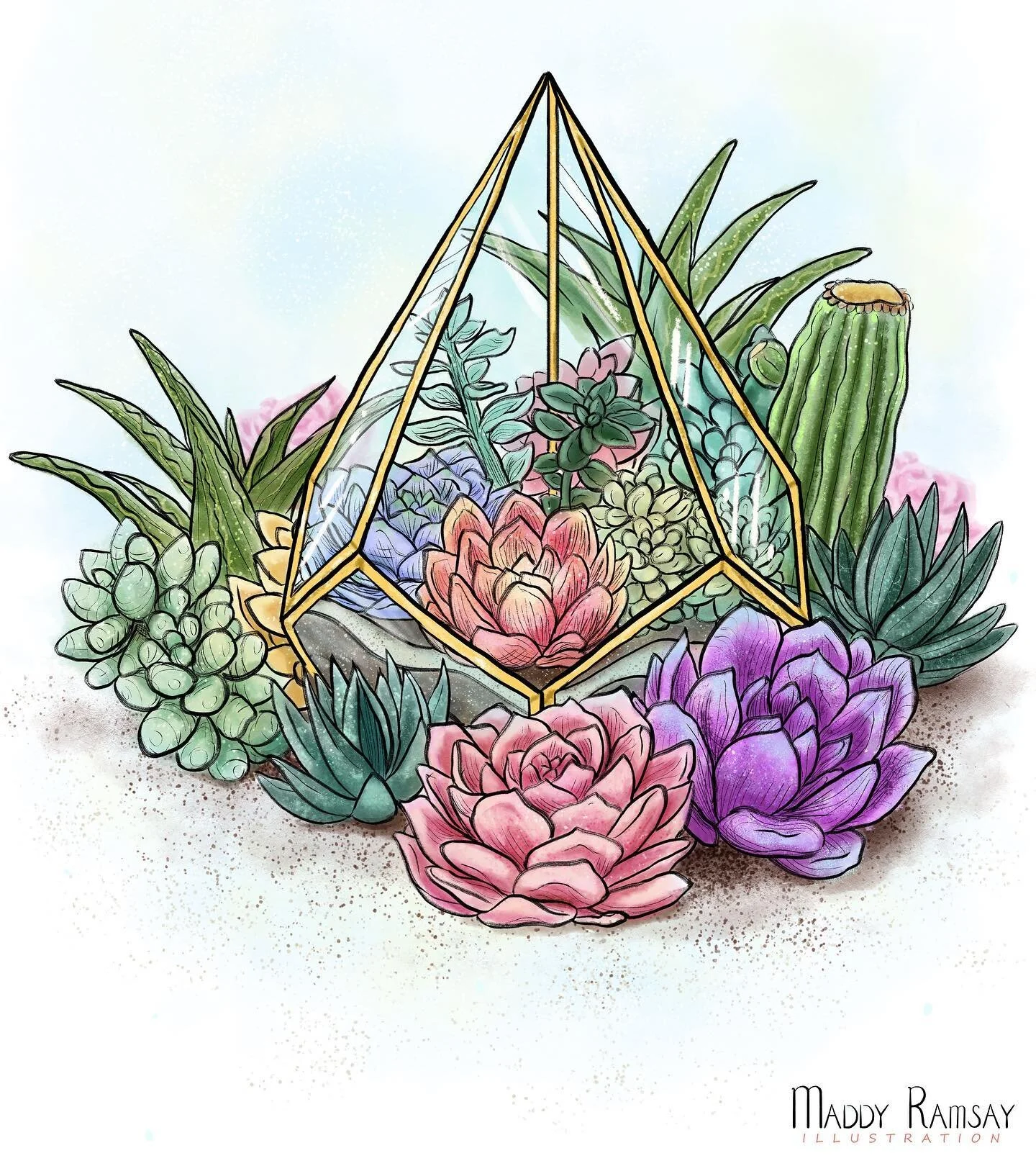 Succulents are the only plant I can keep alive 🌵since I barely remember to hydrate myself 
&bull;
&bull;
&bull;

Im posting at 12am because I like to wake up to attention...Alright? Lmaoo #💅🏼 
#digitalart #succulents #plantart #illustration